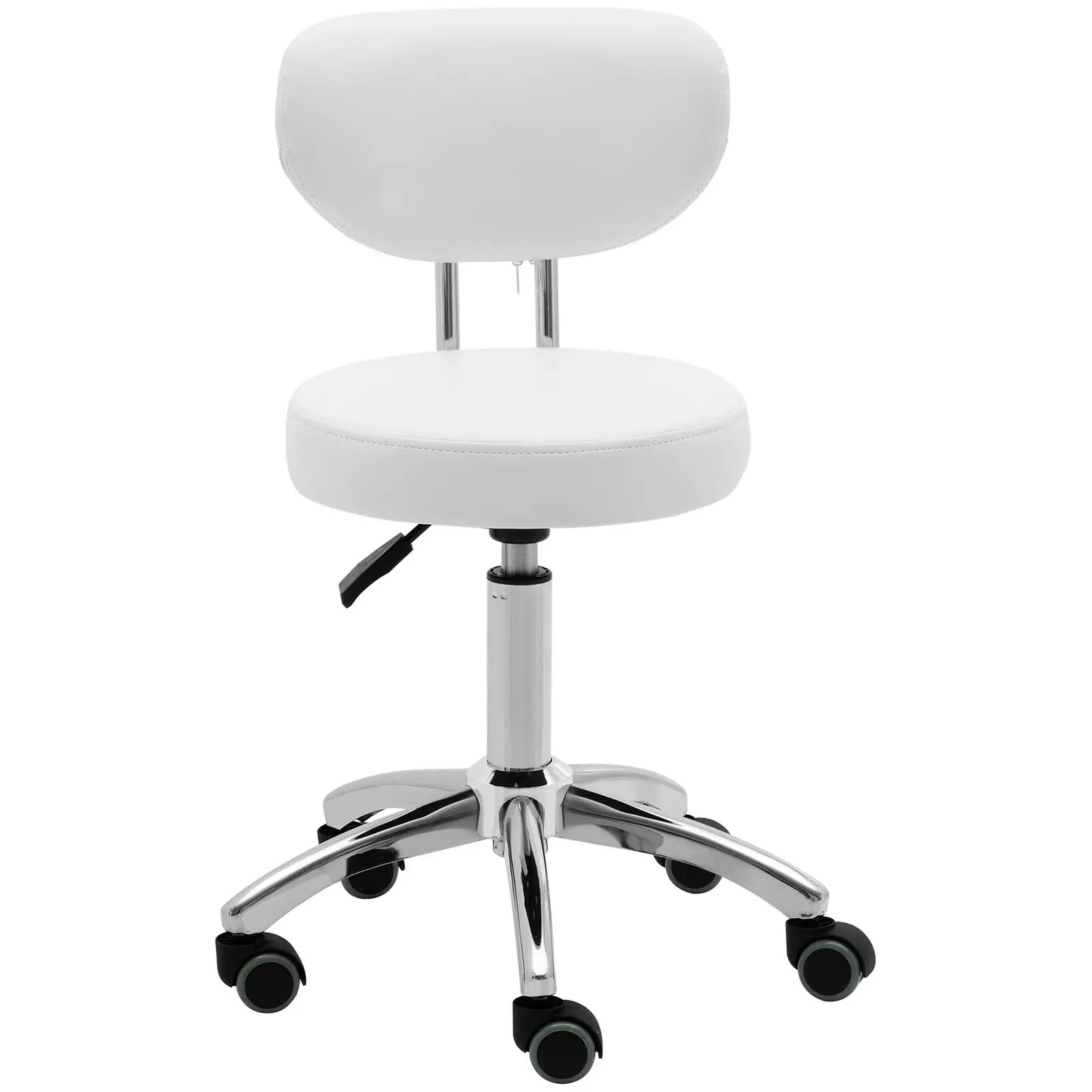 Otočná židle na kolečkách s opěradlem - 46–60 cm - 150 kg - bílá