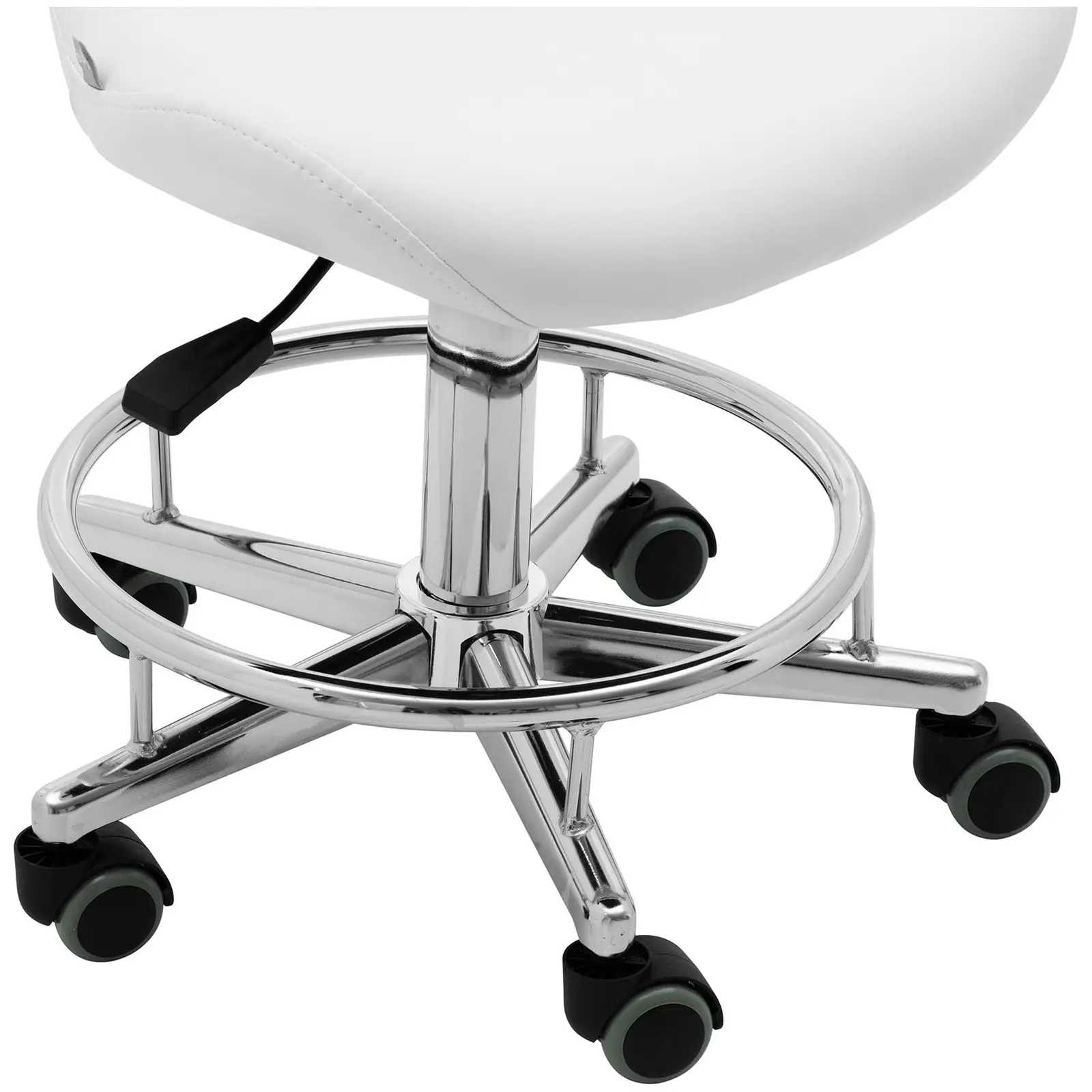 Tabouret à roulette avec dossier - 44 - 58 cm - 150 kg - Blanc