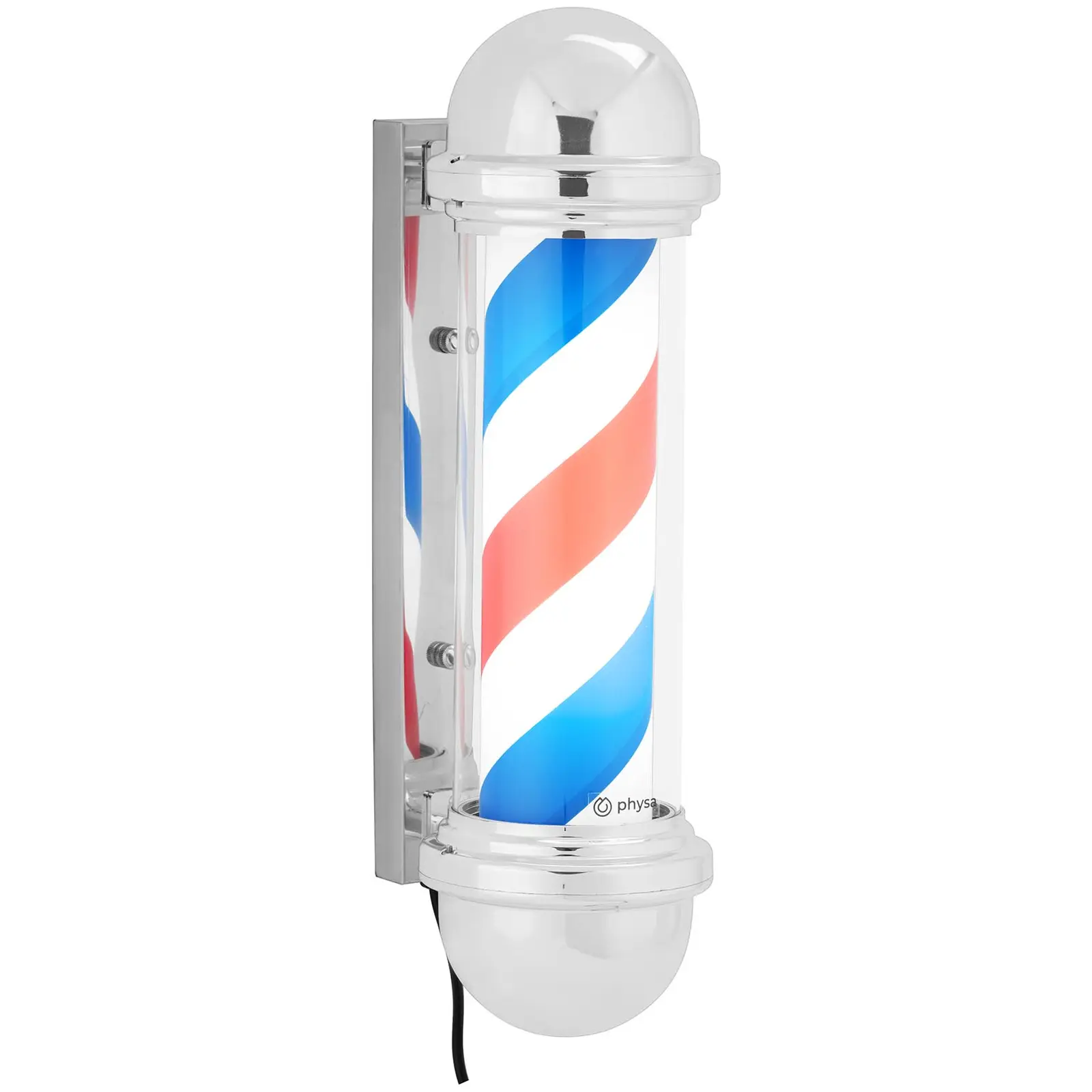 Barber Pole - rotates and illuminates - 300 mm height - 22 cm wall clearance - silver frame