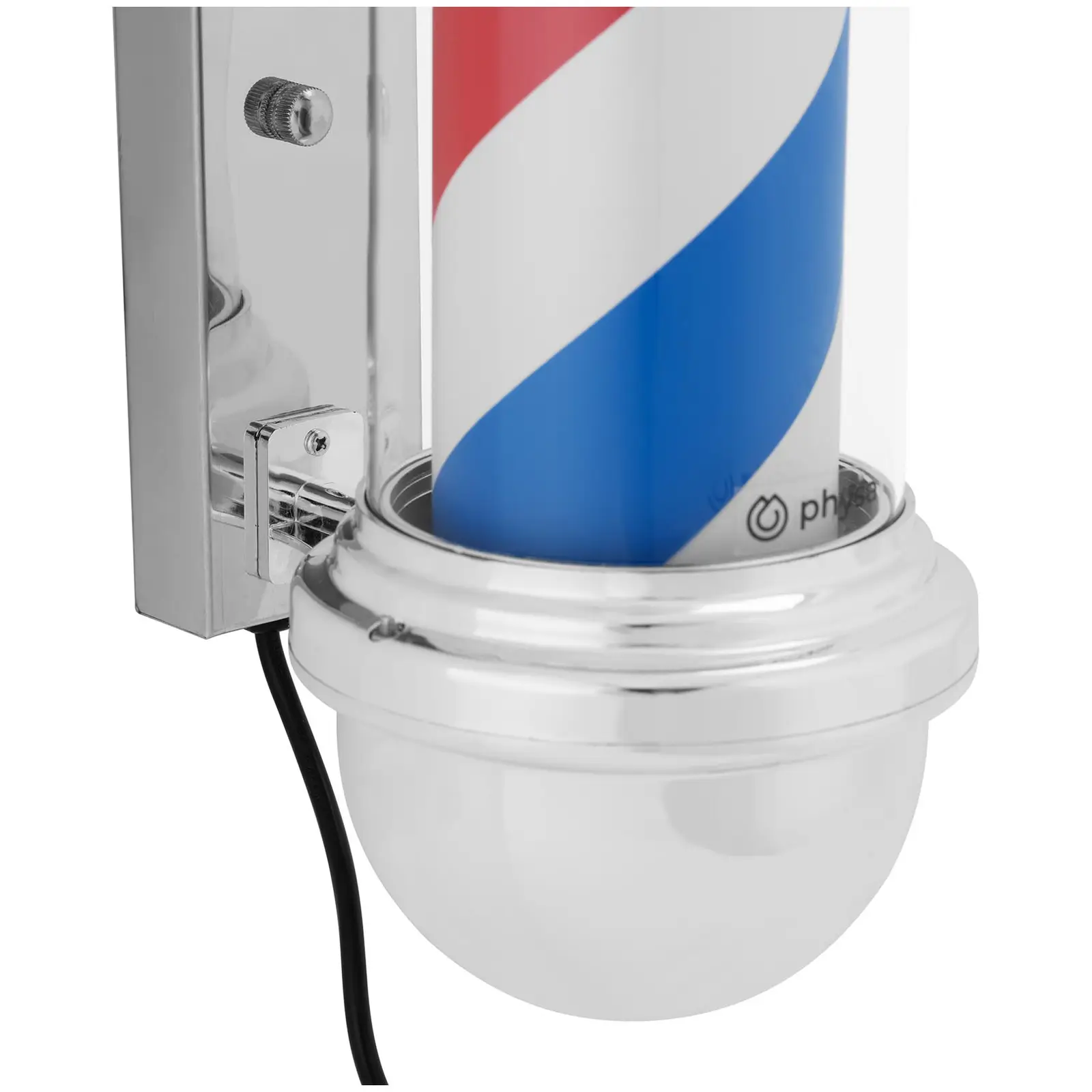 Barber Pole - rotates and illuminates - 300 mm height - 22 cm wall clearance - silver frame