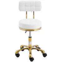 Krzesło kosmetyczne na kółkach - 51 - 66 cm - 150 kg - białe, złote