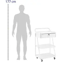 Kosmetický vozík - 1 uzamykatelná zásuvka - počet polic: 3 - max. 80 kg - bílý