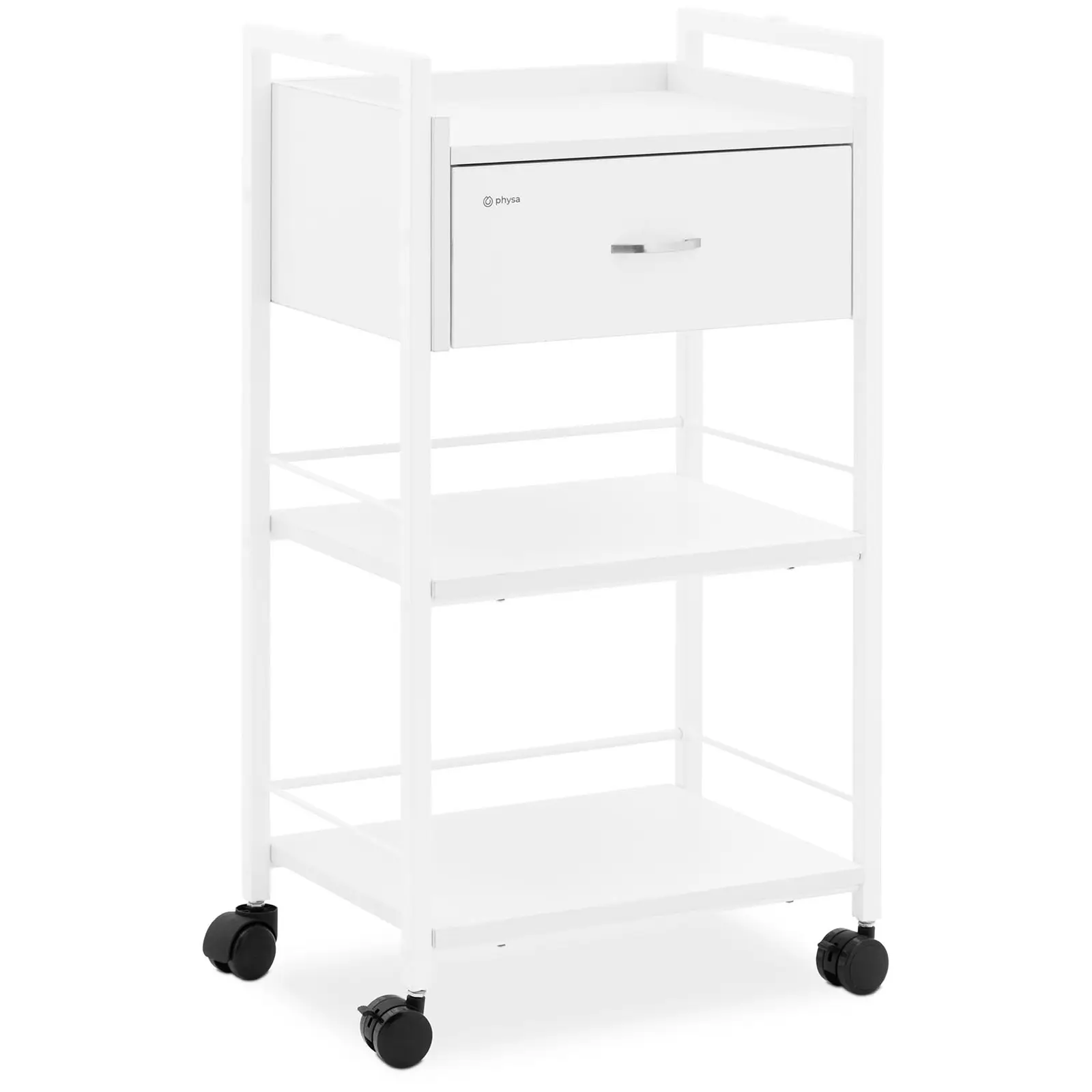 Carrello per estetista - 1 cassetto - 3 ripiani - Max. 65 kg - Bianco