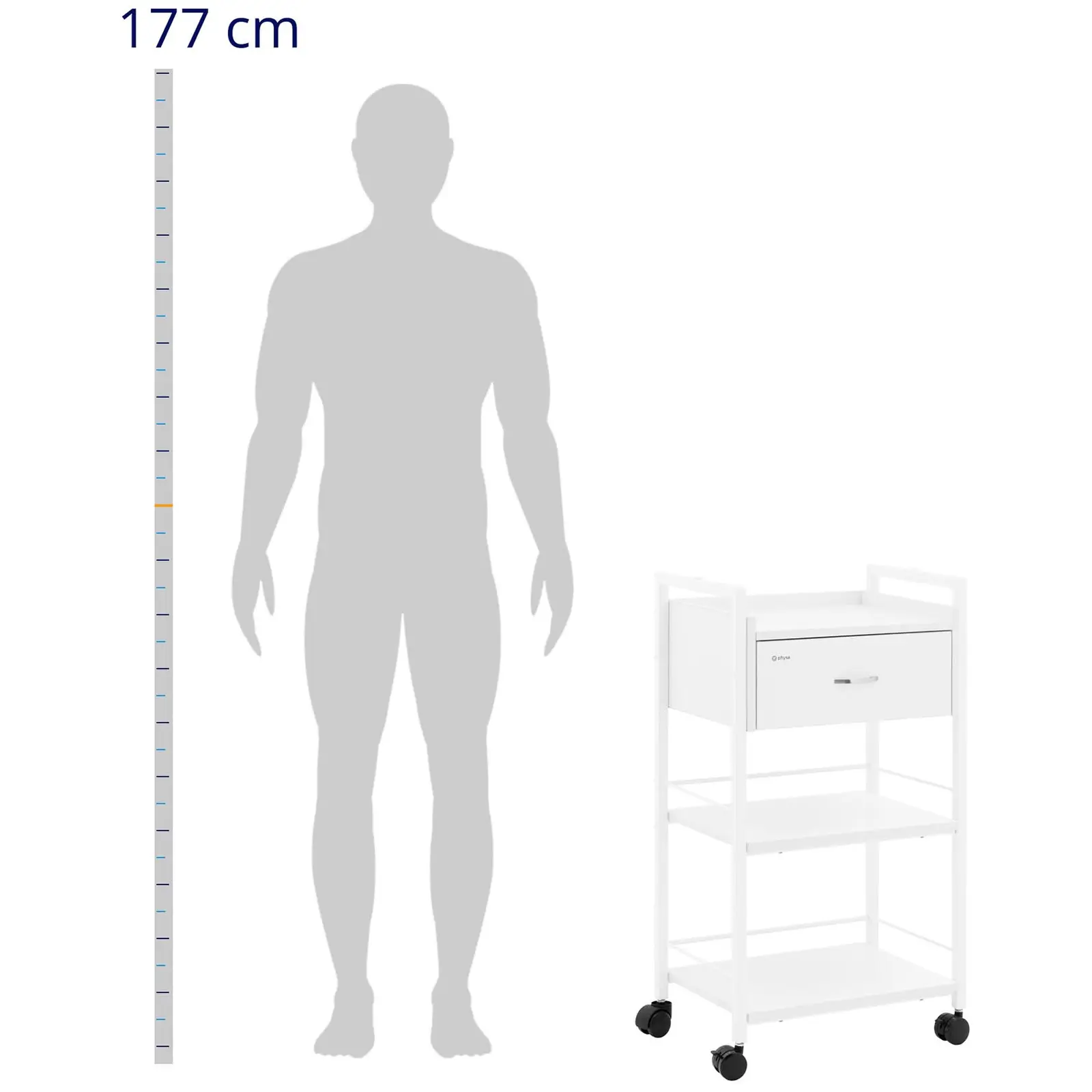 Kosmetický vozík - 1 zásuvka - počet polic: 3 - max. 65 kg - bílý (Nosnost police: 20 kg)