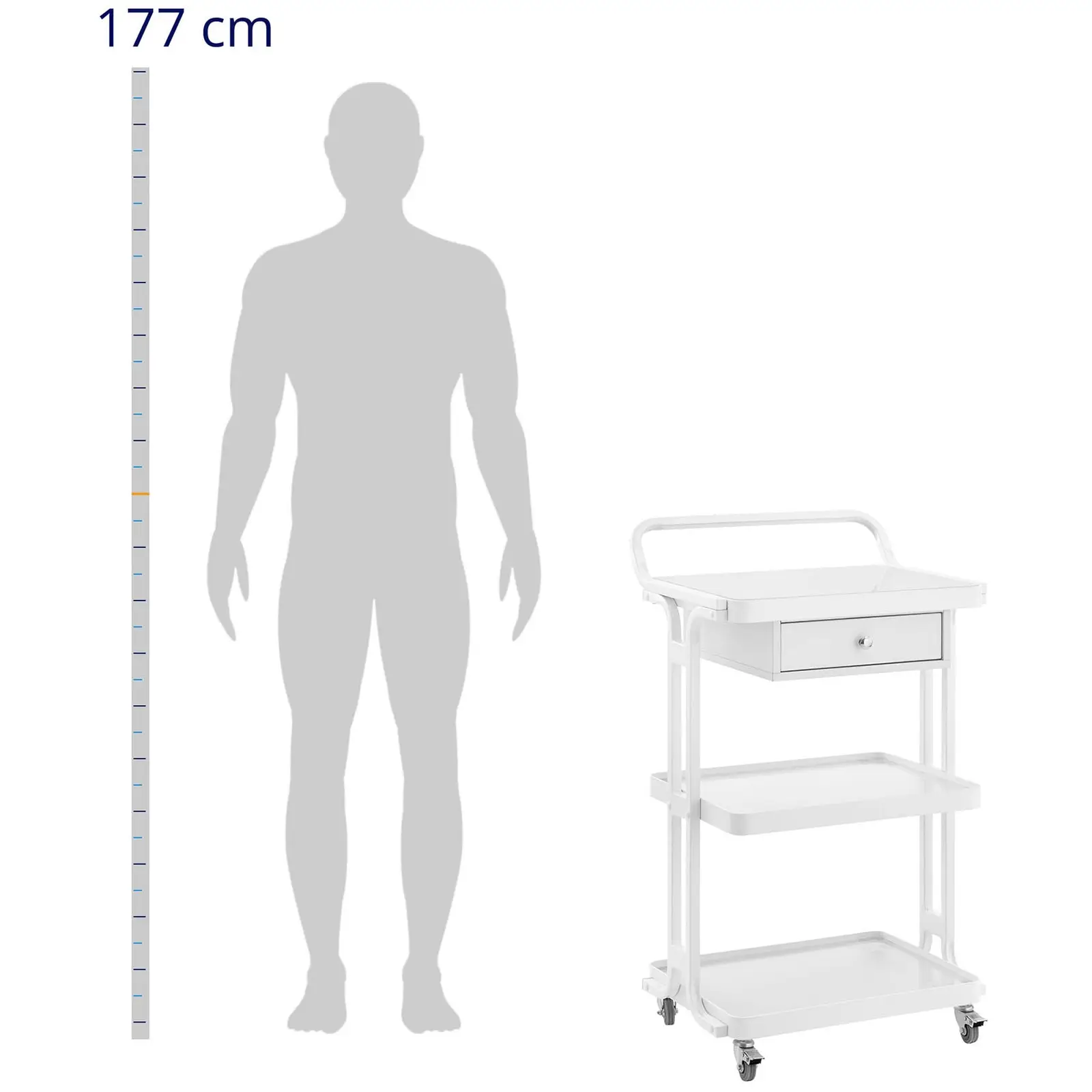 Kozmetikai kocsi - 1 fiók - 3 üvegpolc - max. 65 kg