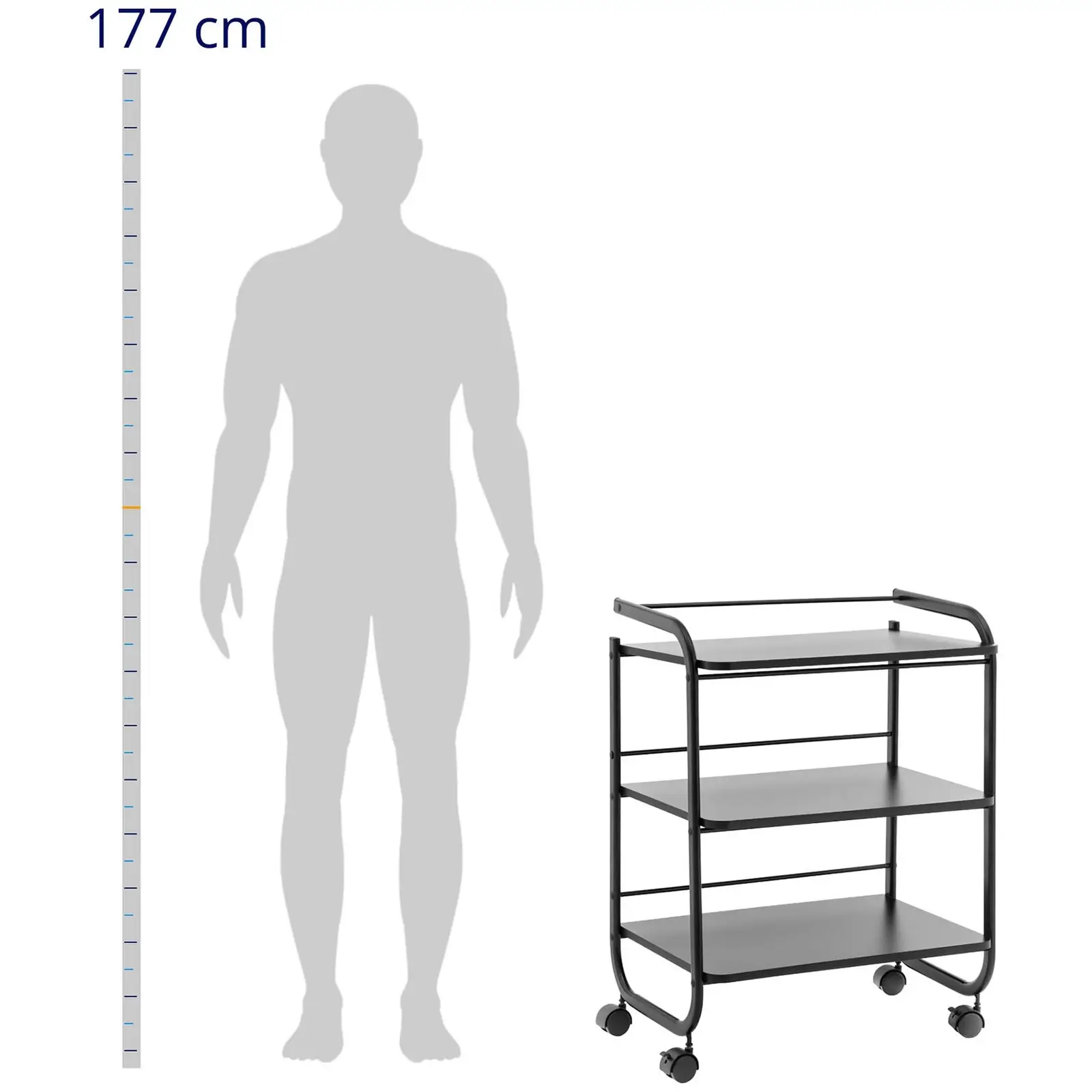 Kosmetikwagen - 3 Ablagen - 43 x 60 x 82 cm - Schwarz