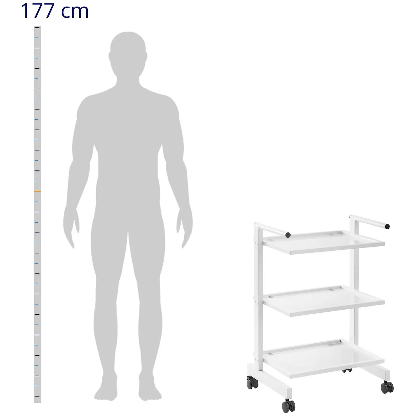 Beauty Trolley - 3 glass shelves - max. 60 kg - push handles