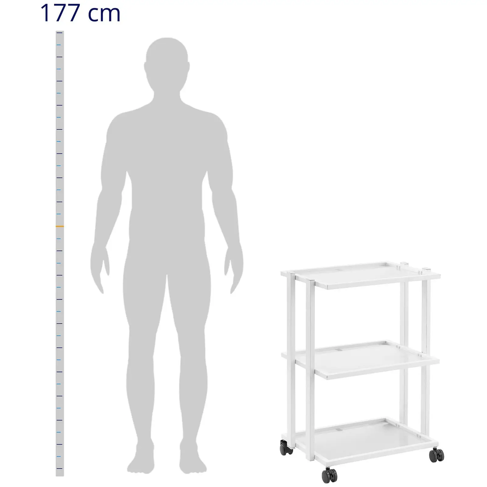 Rullvagn 3 glashyllor - Max. 60 kg