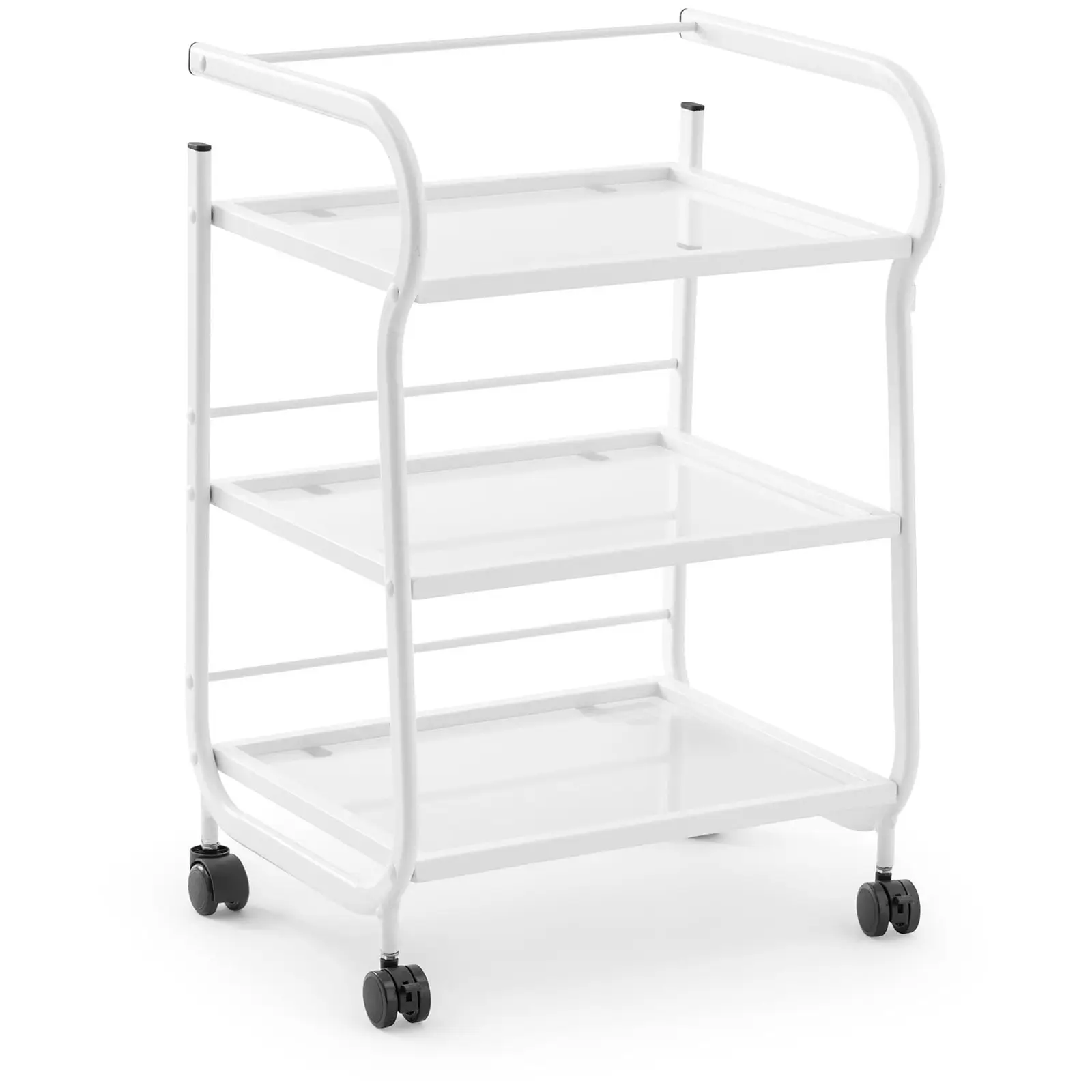 Carrello per estetista - 3 ripiani in vetro - 43 x 53 x 80 cm - Bianco