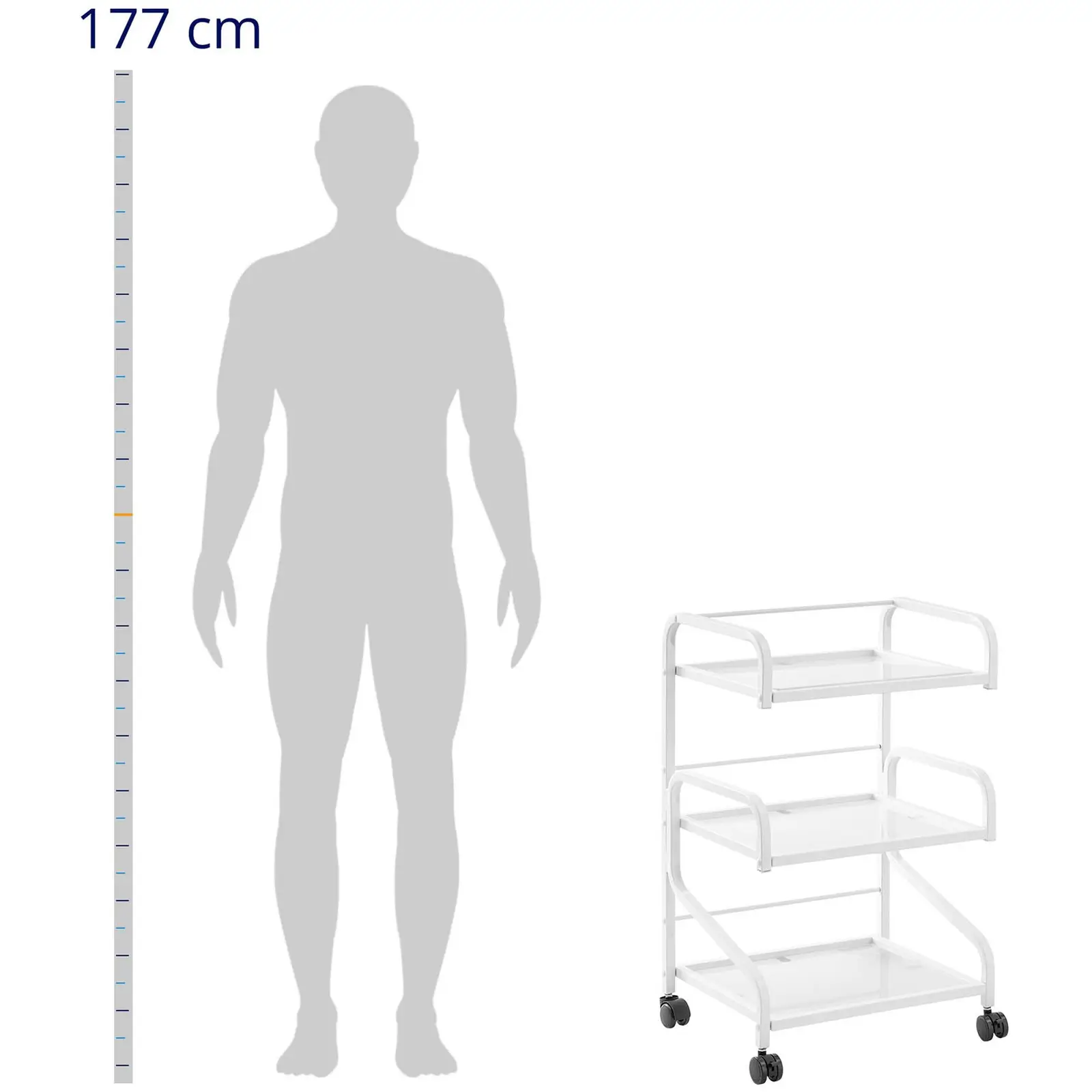 Kosmetický vozík - počet skleněných polic: 3 - 40 x 50 x 83 cm - bílý