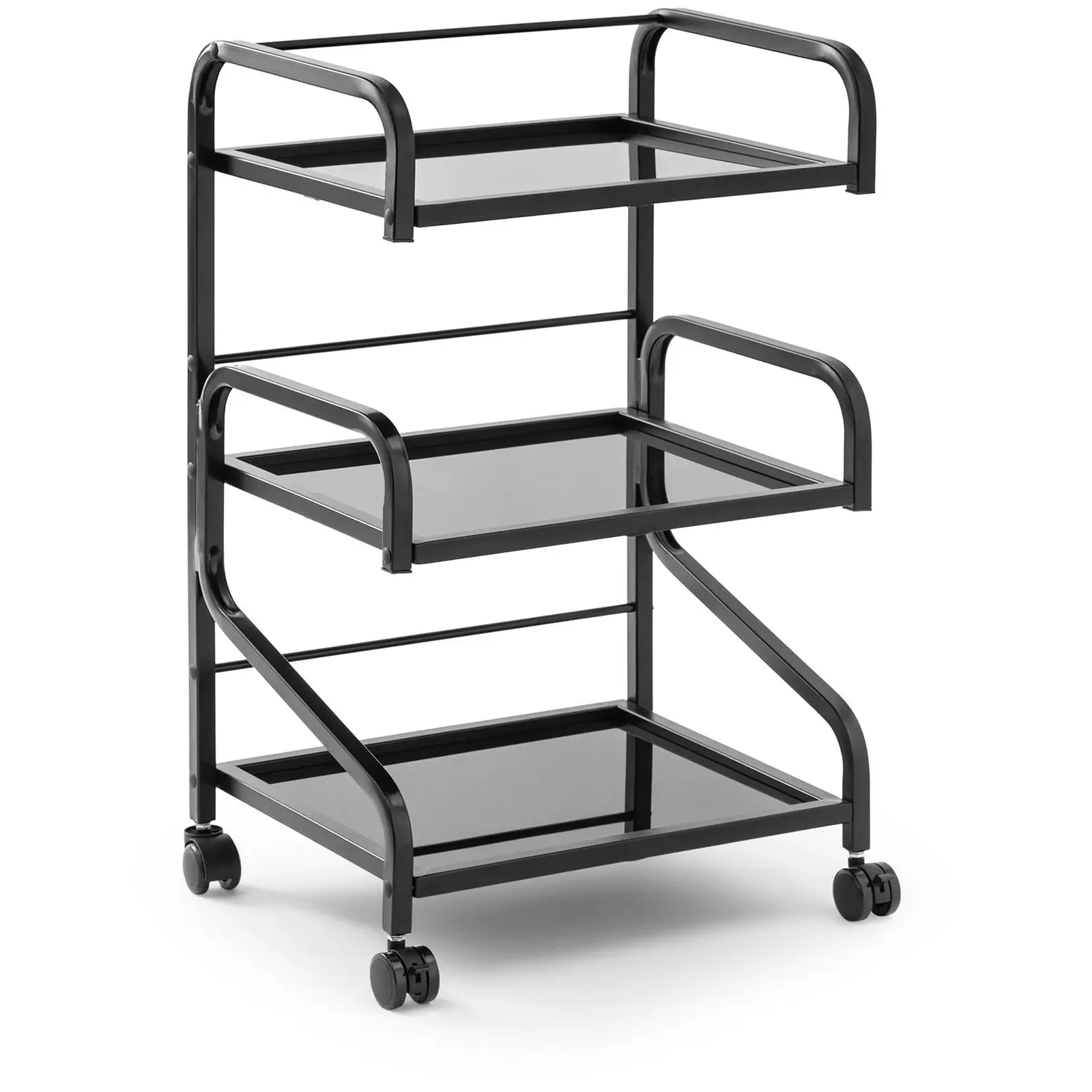 Cosmetica trolley - 3 Glazen leggers - 40 x 50 x 82 cm - Zwart