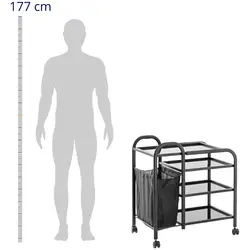 Beauty Trolley with 5 L Laundry Bag - 4 glass shelves