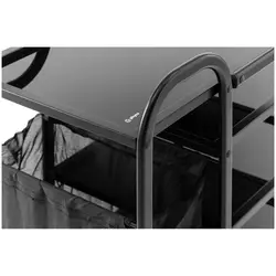 Rullebord med vasketøjspose 5 l - 4 glashylder - sort