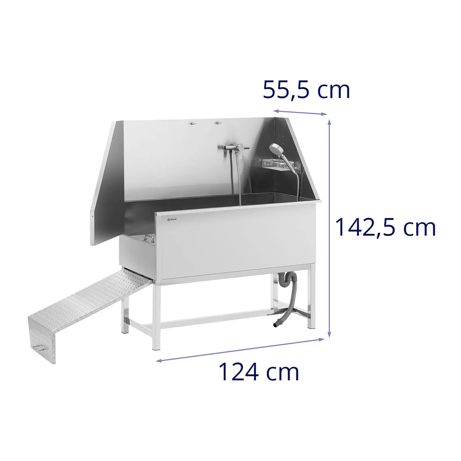 Hundebadewanne - Edelstahl - bis 60 kg - mit Rampe