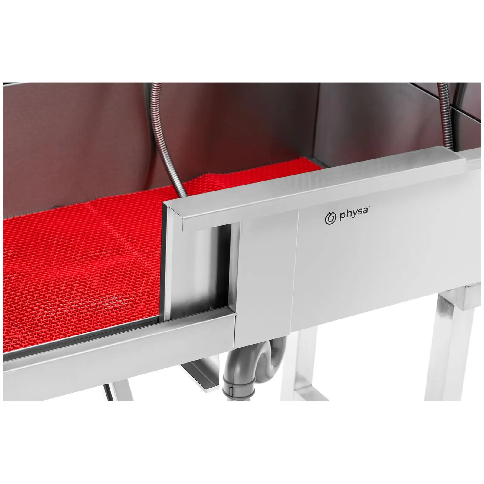Station de lavage pour chien - acier inoxydable - jusqu'à 60 kg - avec marches (Résistance à la chaleur: 100 °C)