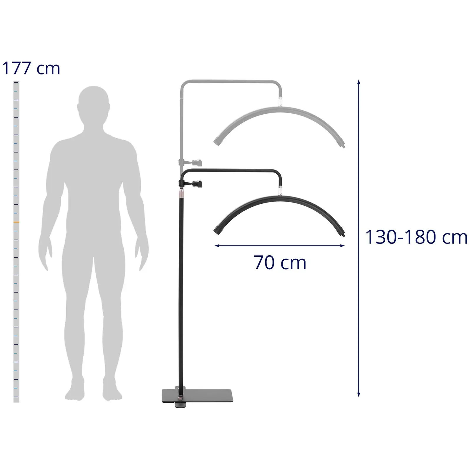 Kozmetikai lámpa - LED - 40 W - 3000–6000 K - állítható magasságú - fekete