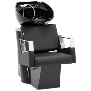 Bac à shampoing - inclinable - avec siège, robinet mitigeur, flexible et douchette - Design fonctionnel