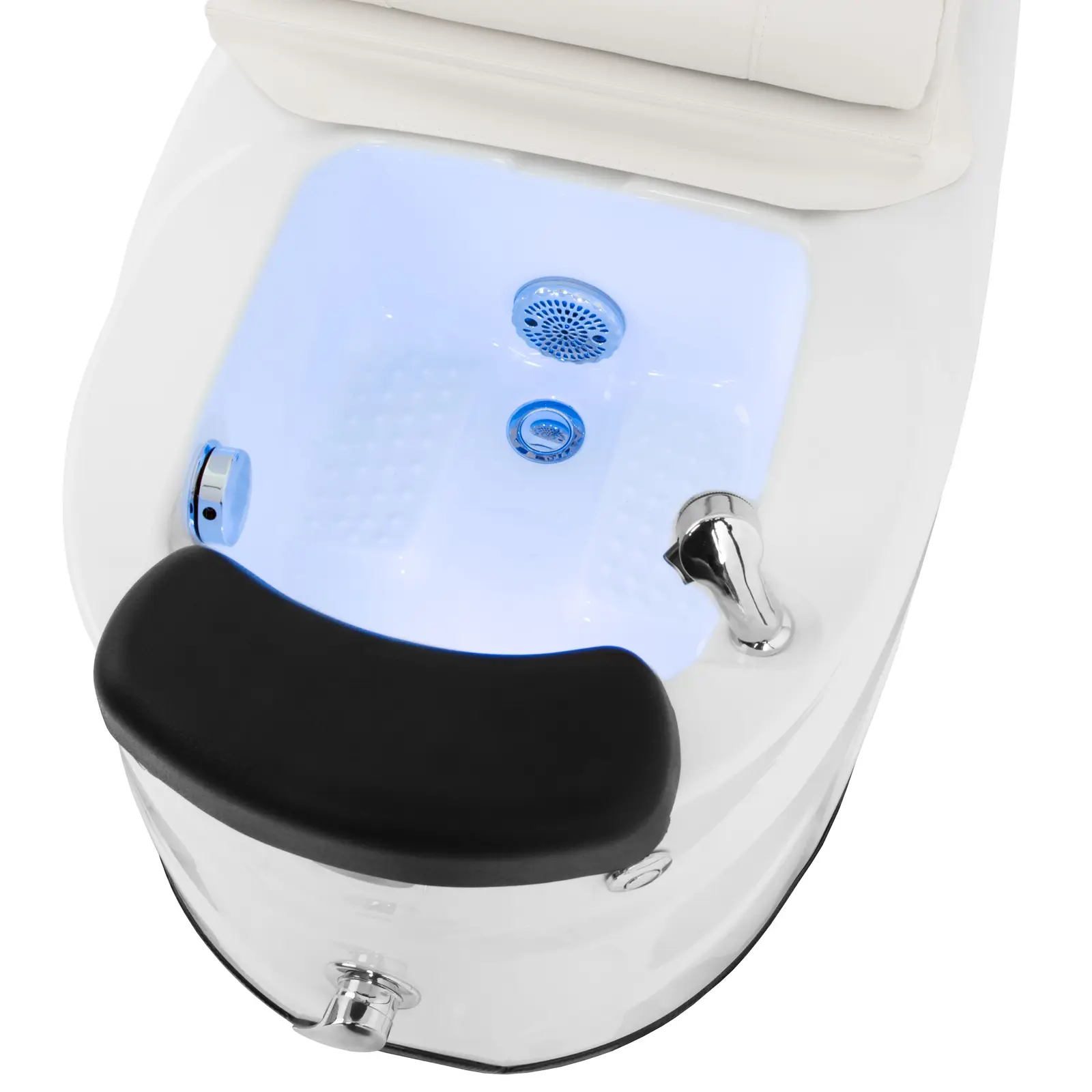 Fauteuil pédicure - électrique - avec bain de pieds - 105 W - 150 kg - blanc - massage du dos et de la nuque