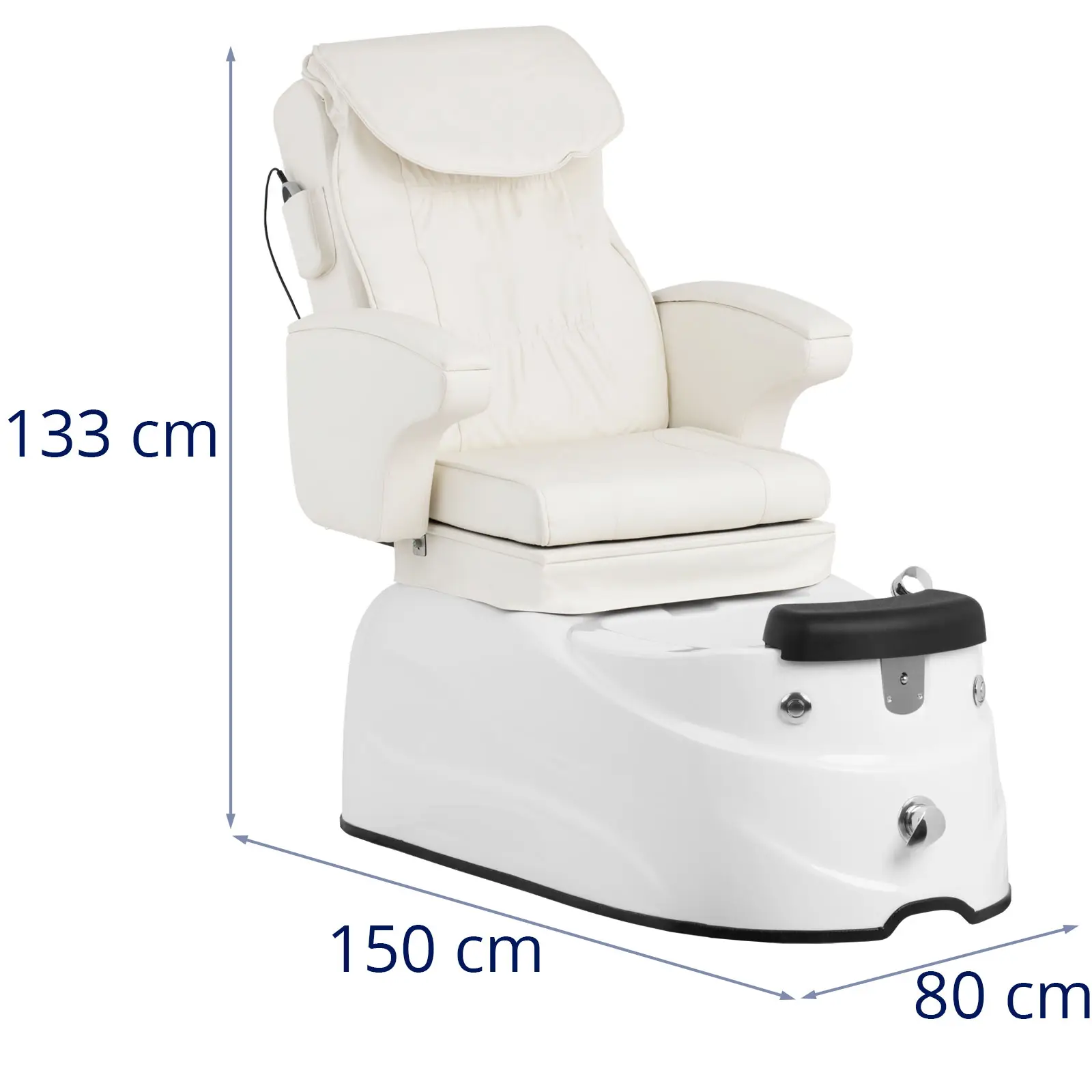 Elektrické pedikérské křeslo - s vaničkou na nohy - 105 W - 150 kg - bílé - masáž zad (Maximální zatížení: 150 kg)