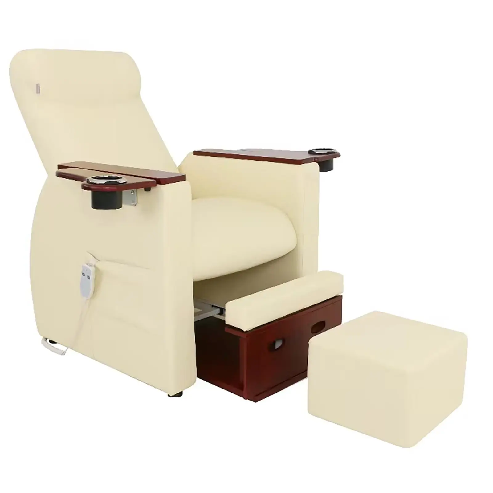 Fodplejestol med fodskammel - 60 W - 150 kg - beige
