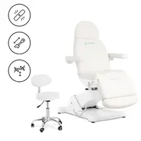 Fotel kosmetyczny + krzesło kosmetyczne - 350 W - 150 kg każdy - biały