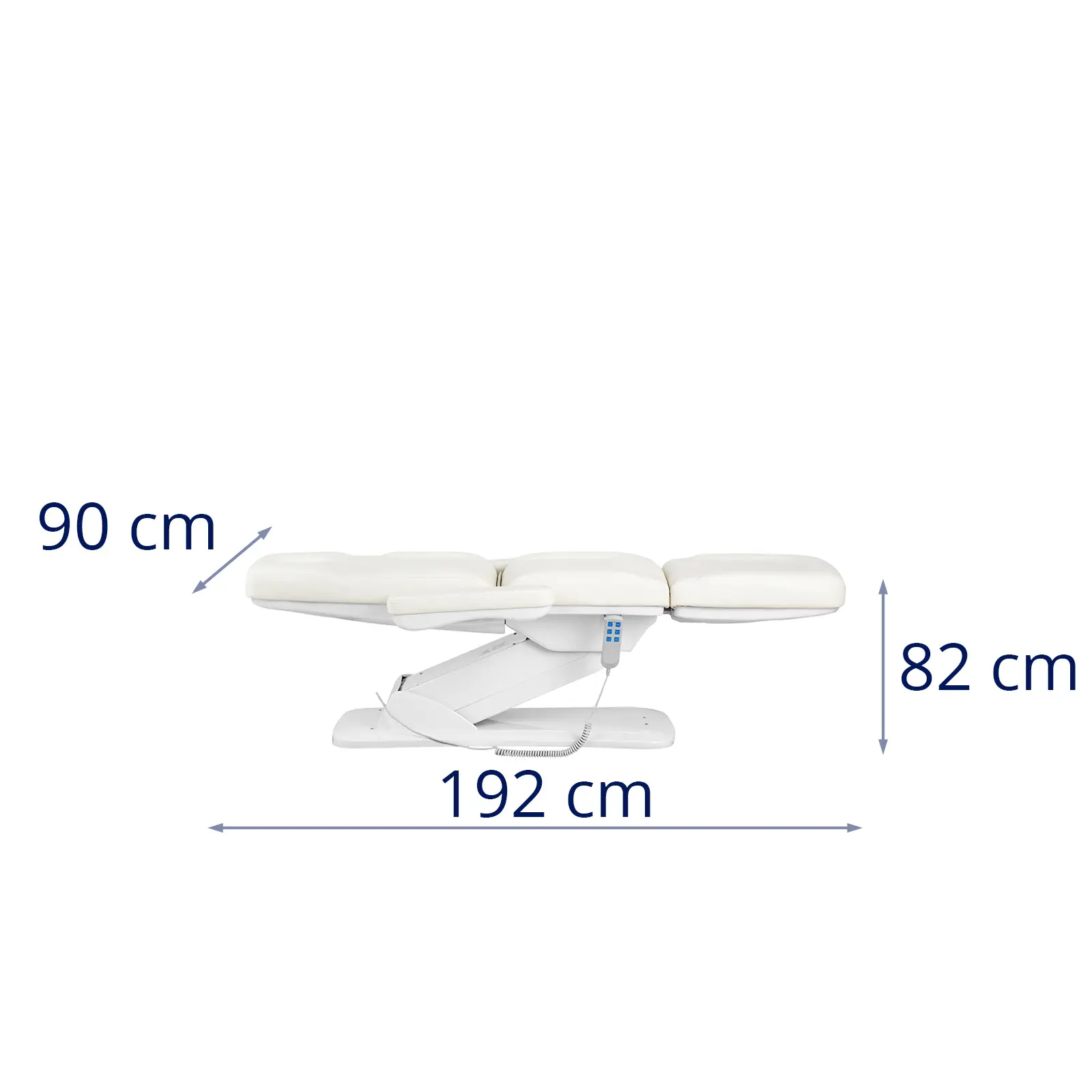 Elektrické kosmetické lehátko - 3 motory - 300 W - 193 x 62 x 60–85 cm - 150 kg - bílé (Minimální výška: 60 cm)