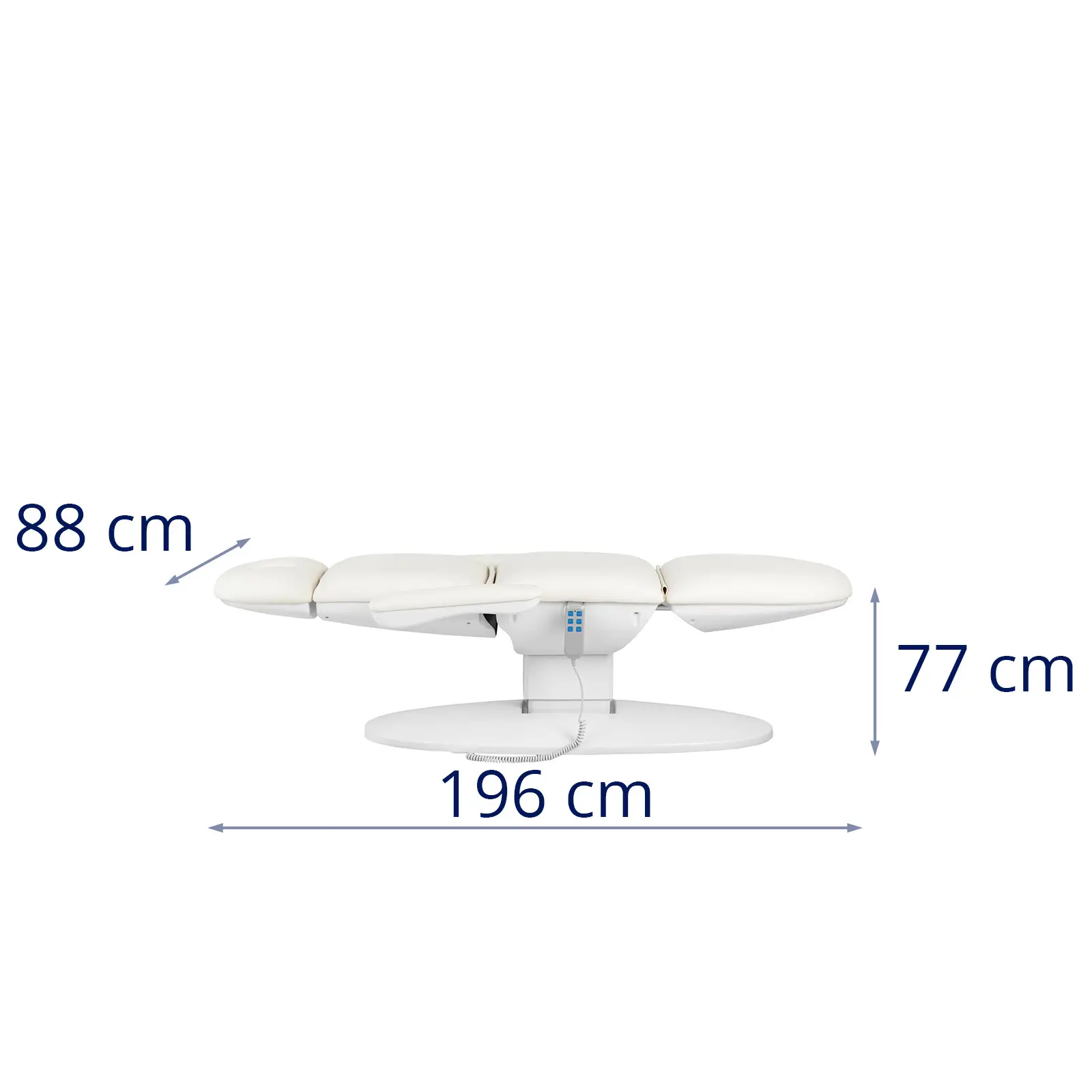 Elektrické kosmetické lehátko - 3 motory - 300 W - 196 x 58 x 56–76 cm - 150 kg - bílé (Minimální výška: 56 cm)