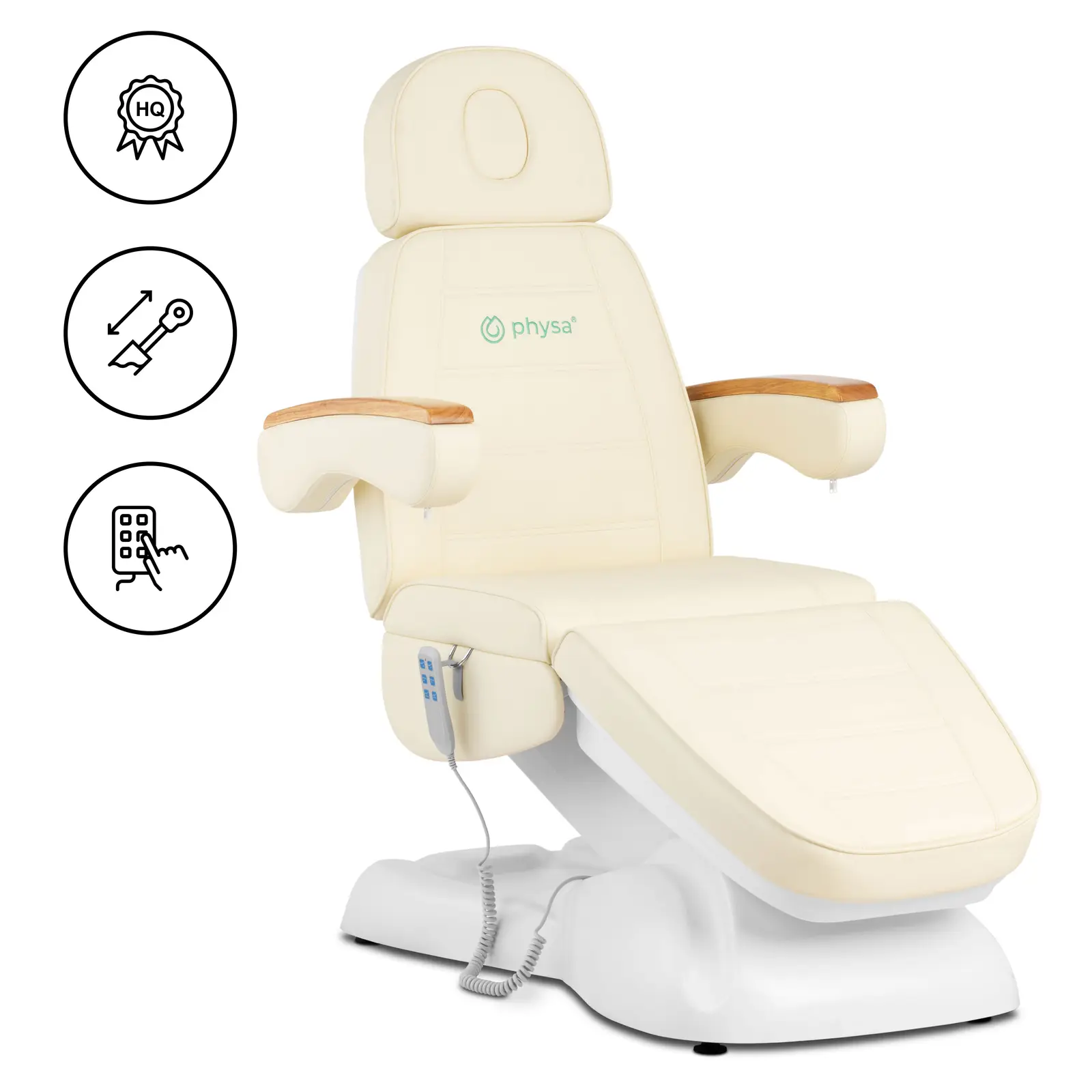 Electric Beauty Bed - 3 motors - 300 W - 205 x 61 x 63 - 90 cm - 150 kg - cream