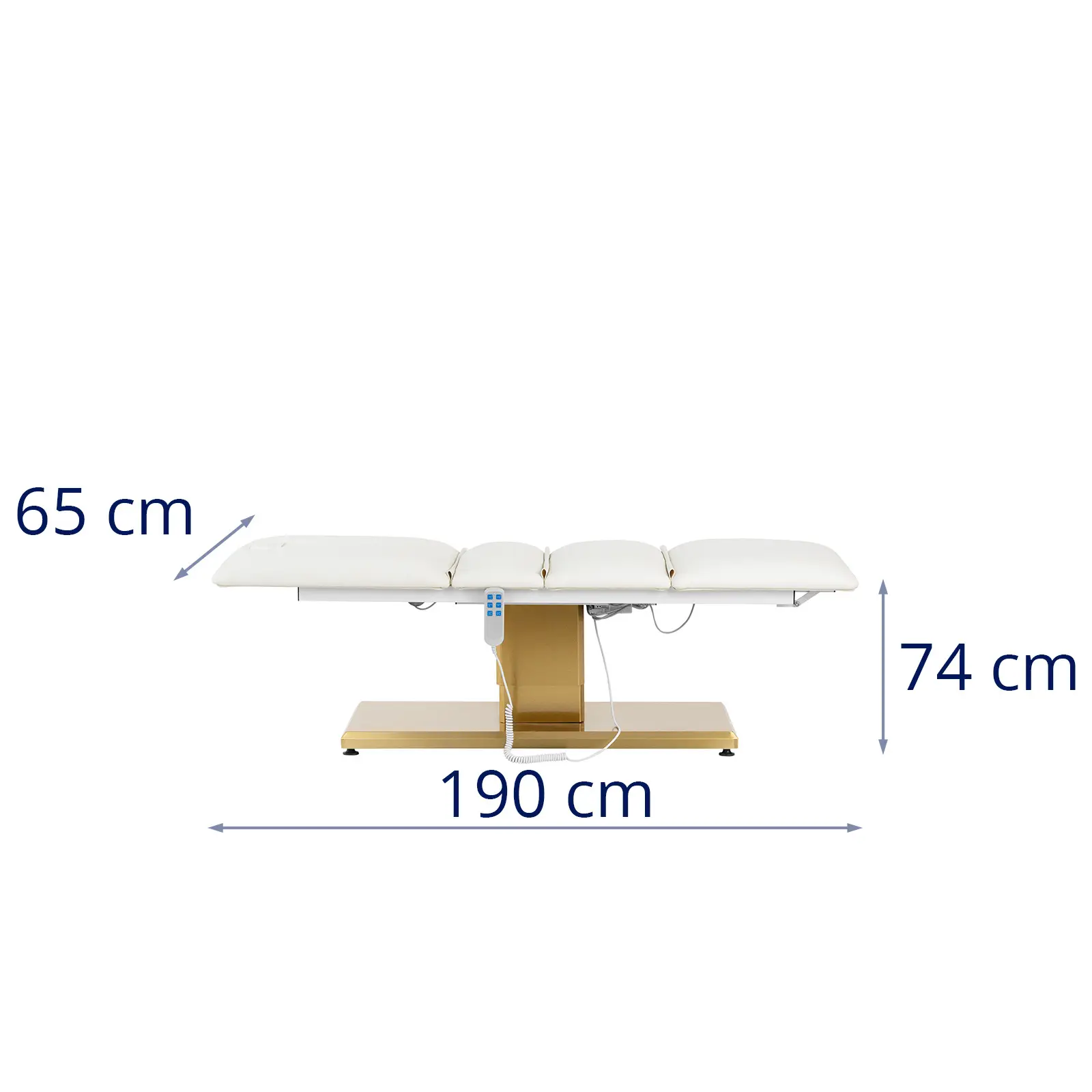 Kosmetické lehátko - 300 W - 190 x 65 x 60 - 73 cm - 150 kg - bílá/zlatá (Maximální výška: 73 cm)