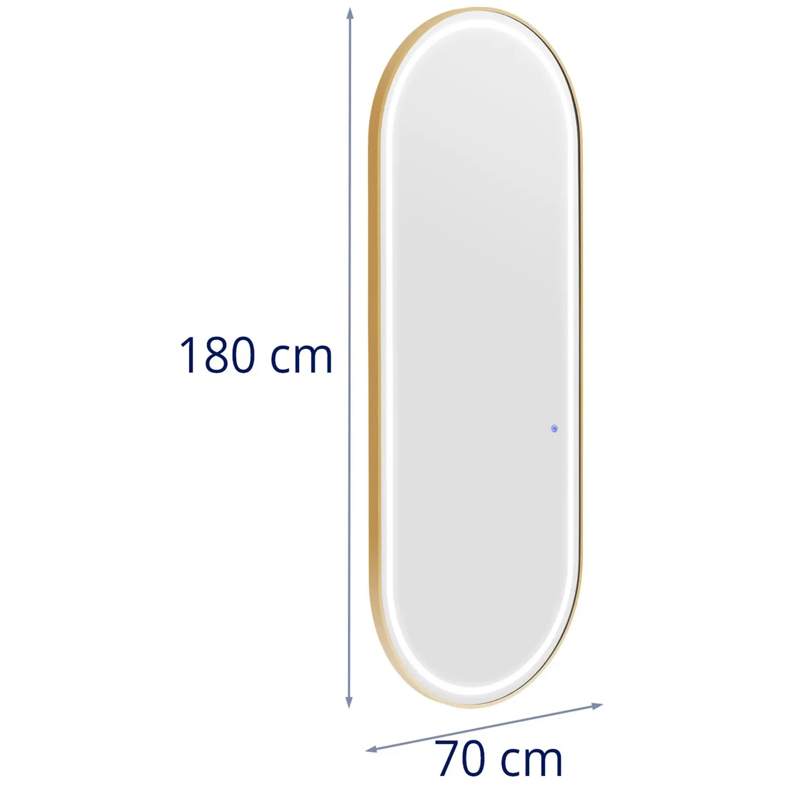 Frisørspeil - LED-belysning - ekstra slank - oval - 70 x 4 x 180 cm