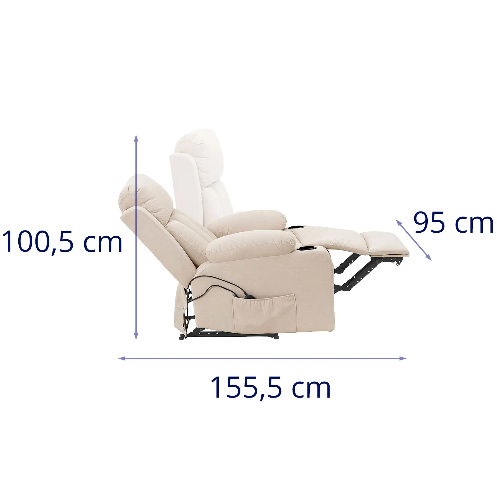 Heated Massage Chair with Standing Aid - Zero Gravity - 4 segments / 8 vibration points - white