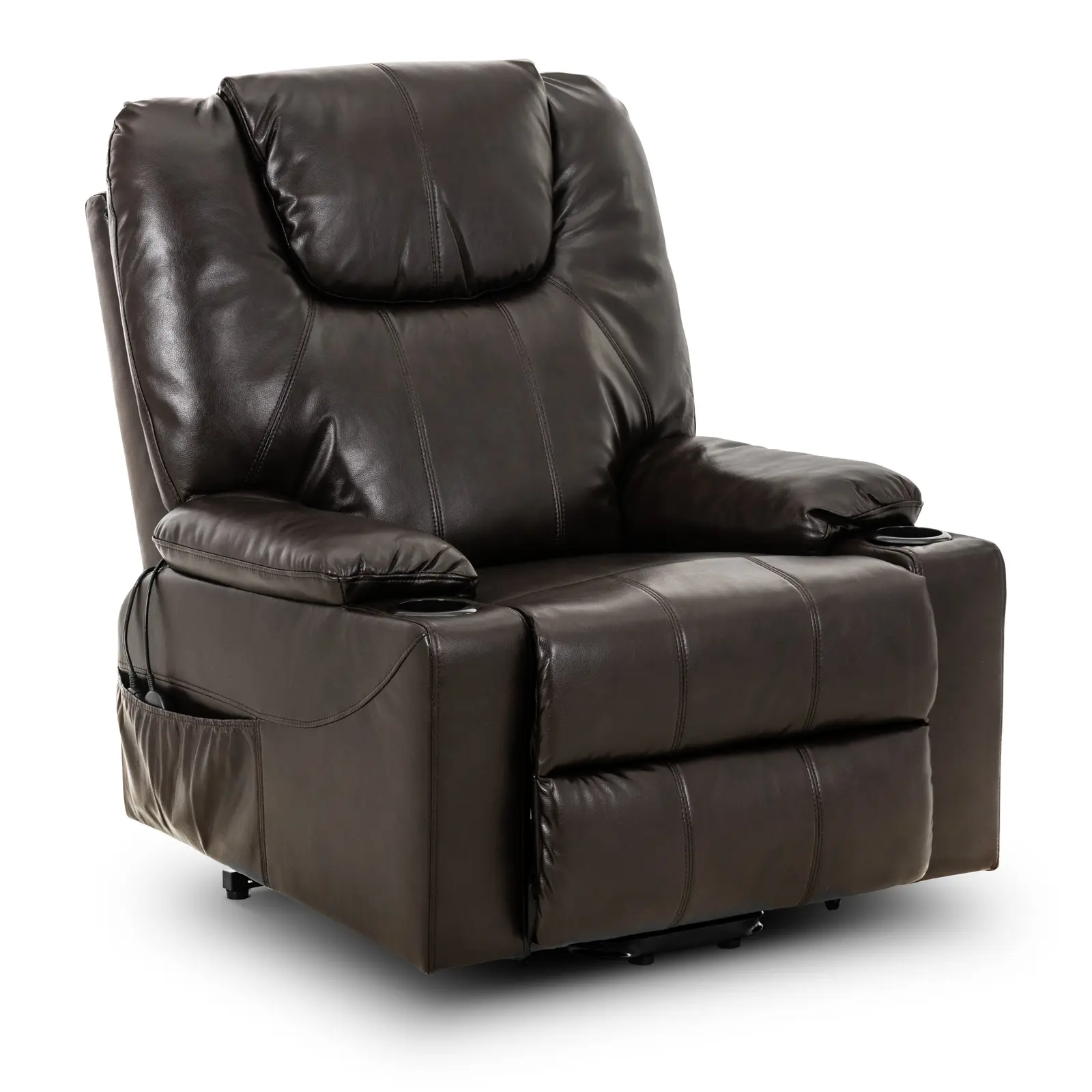 Fauteuil de massage avec fonction chauffante et releveur - Zero Gravity - 4 segments / 8 points de vibration - marron