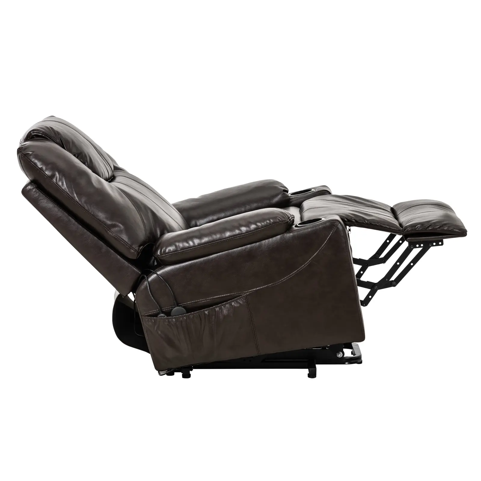 Fauteuil de massage avec fonction chauffante et releveur - Zero Gravity - 4 segments / 8 points de vibration - marron