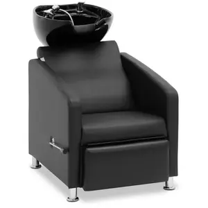 Bac à shampoing avec repose-pieds - inclinable - avec siège, robinet mitigeur, flexible et douchette