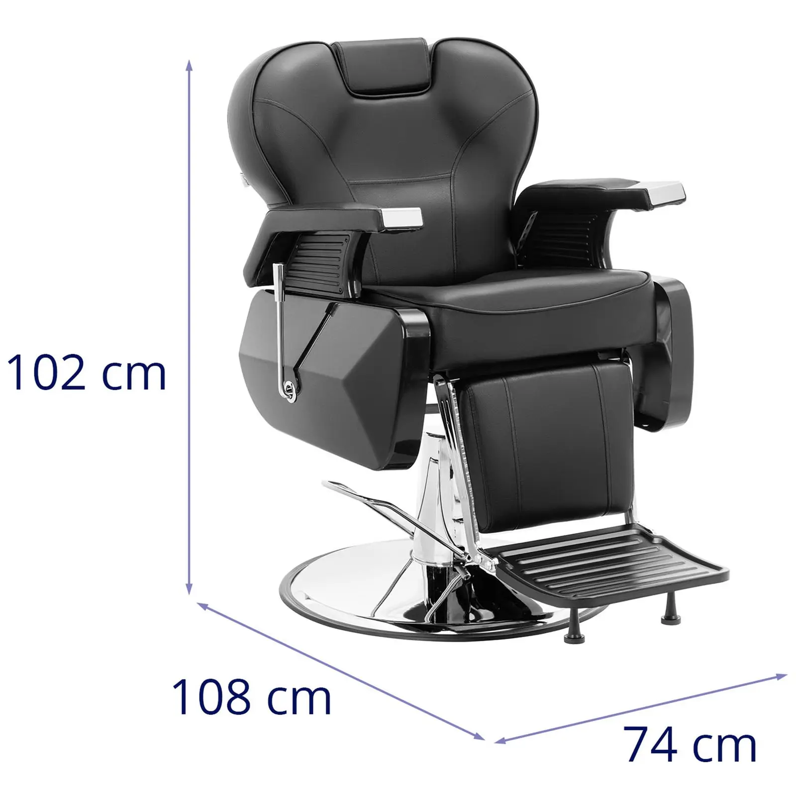 Frisørstol med fodstøtte - 57 - 69 cm - 150 kg - sort