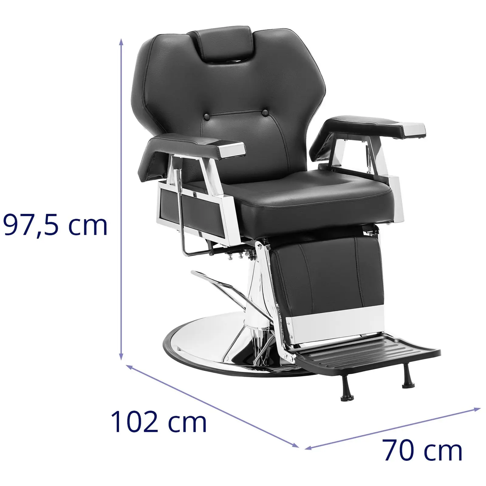 Kadeřnické křeslo s podnožkou - 59–69 cm - 150 kg - černá (Minimální výška sezení: 59 cm)