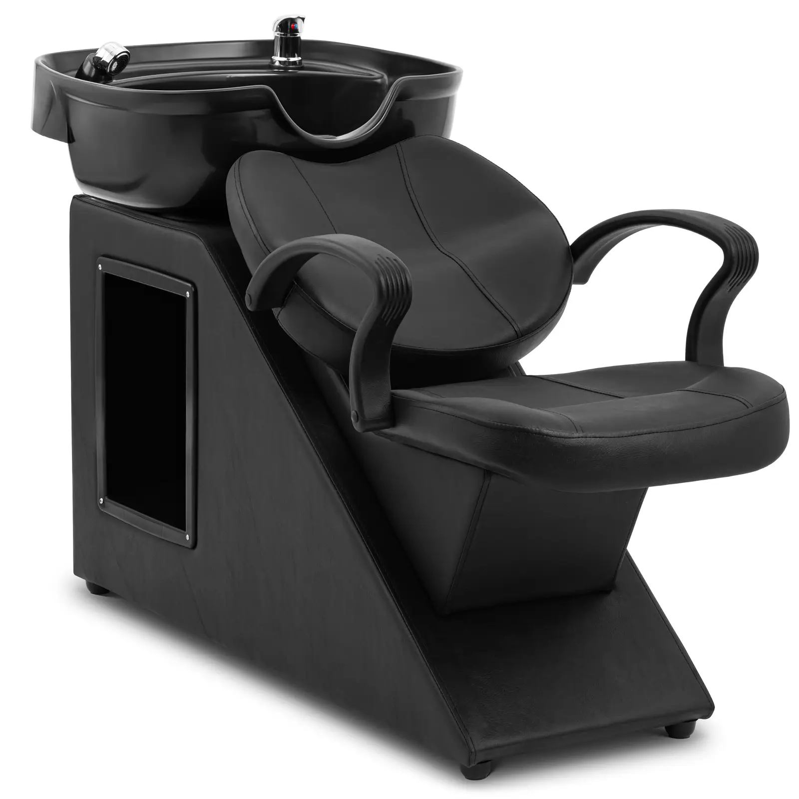 Lavacabezas para peluquería con asiento - dimensiones lavabo 600 x 450 x 150 mm - negro - Imagen de producto
