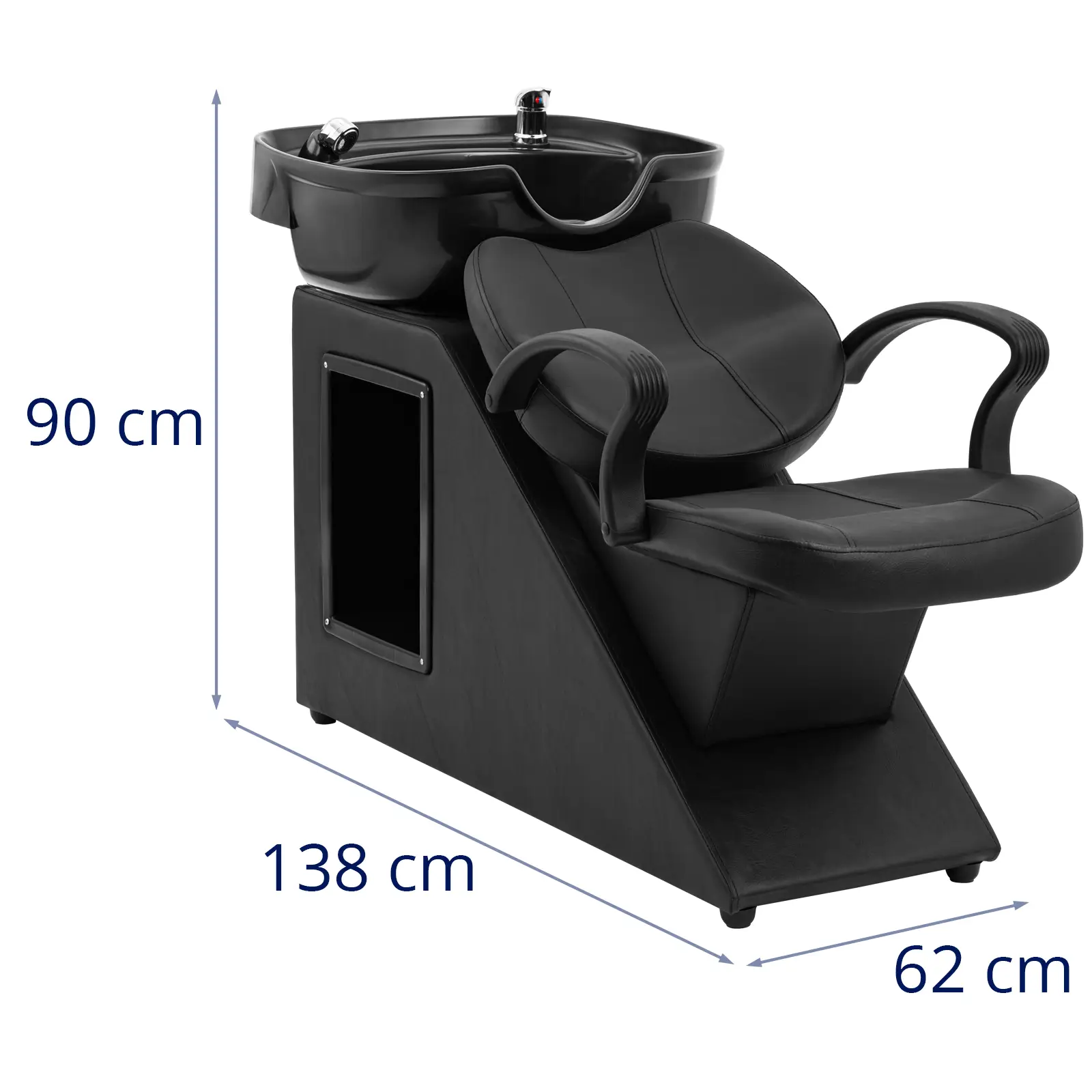 Bac à shampoing avec fauteuil - dimensions du lavabo 600 x 450 x 150 mm - noir