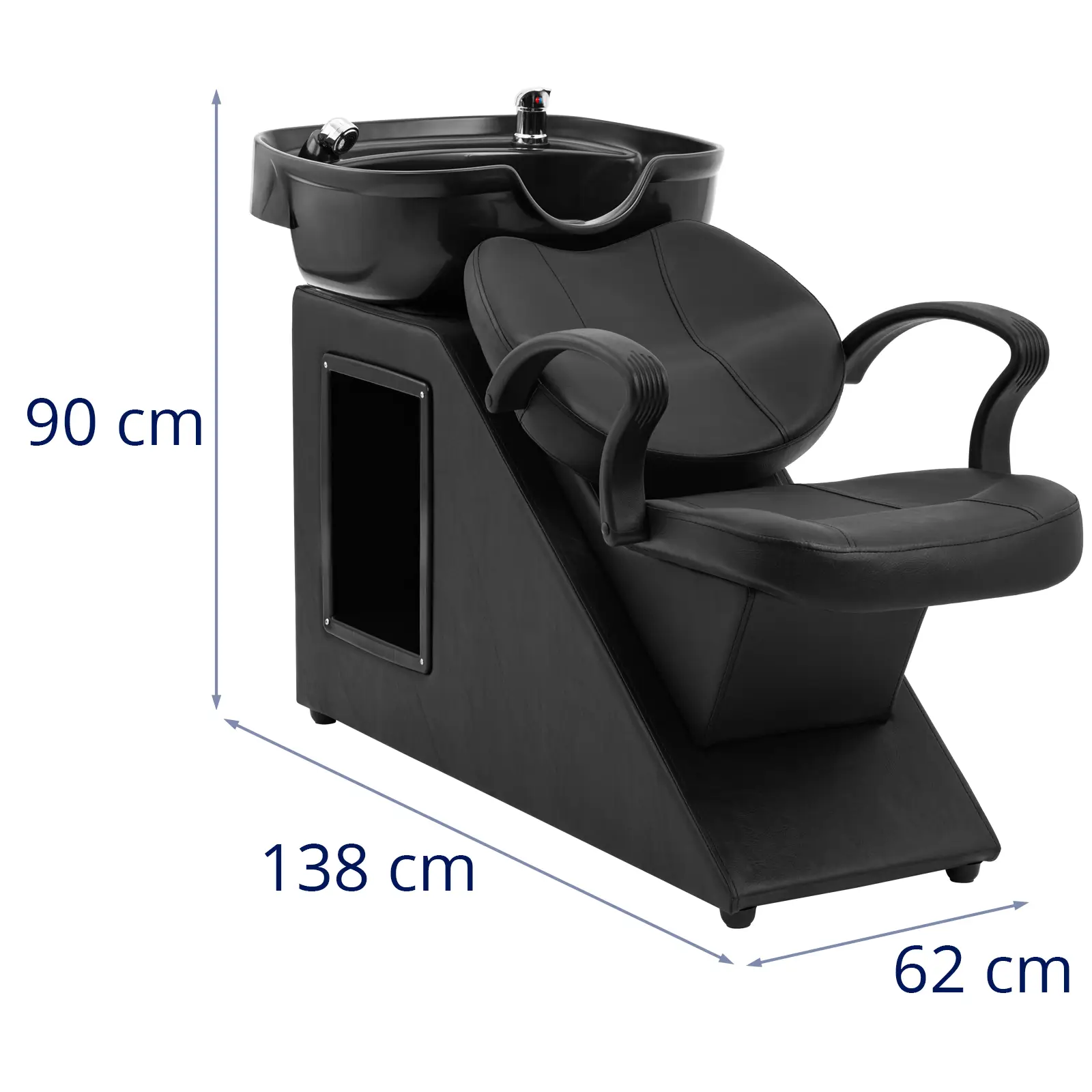 Frisørvask med stol - servantmål 600 x 450 x 150 mm - svart