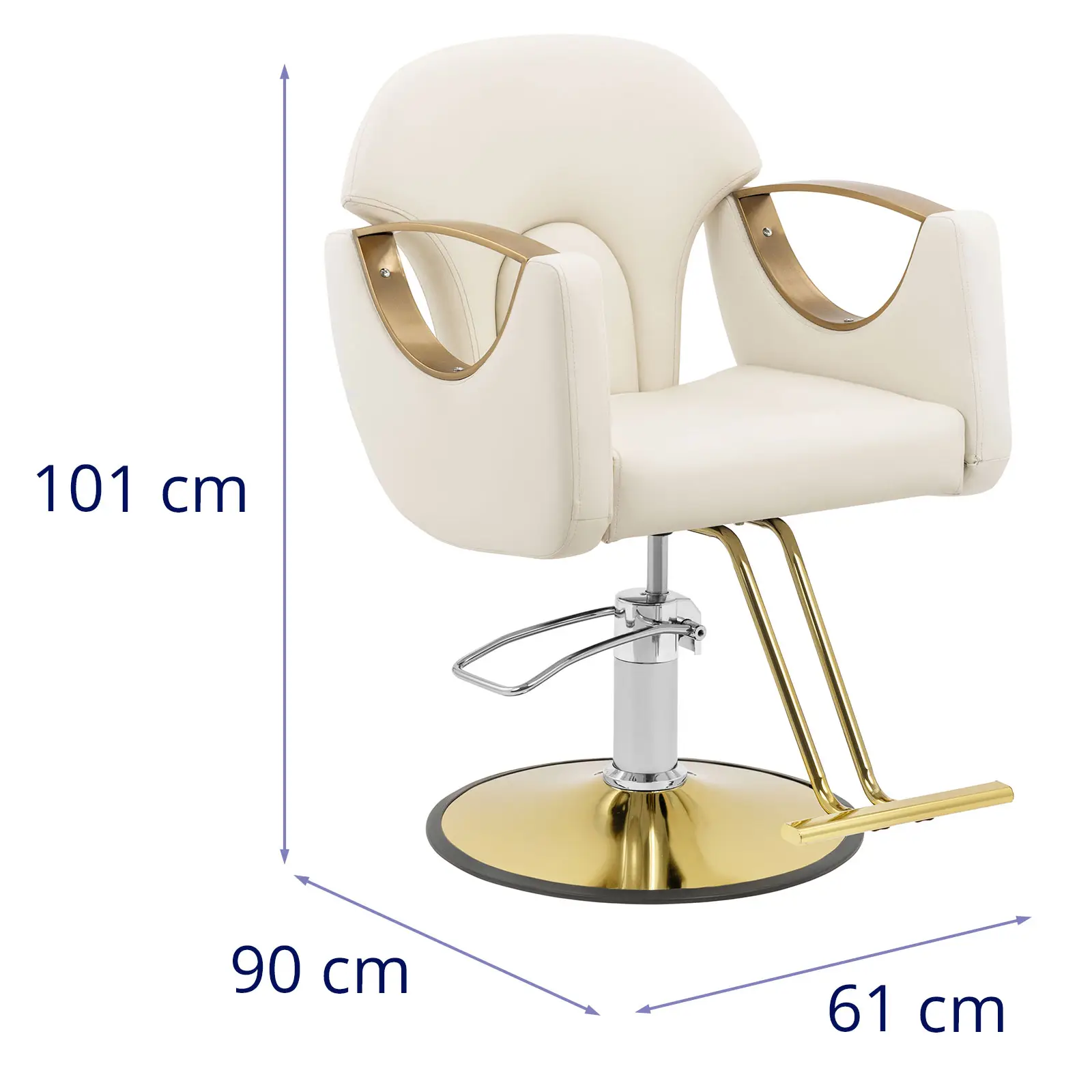 Sillón de peluquería con reposapiés - 55 - 65 cm - 180 kg - color crema