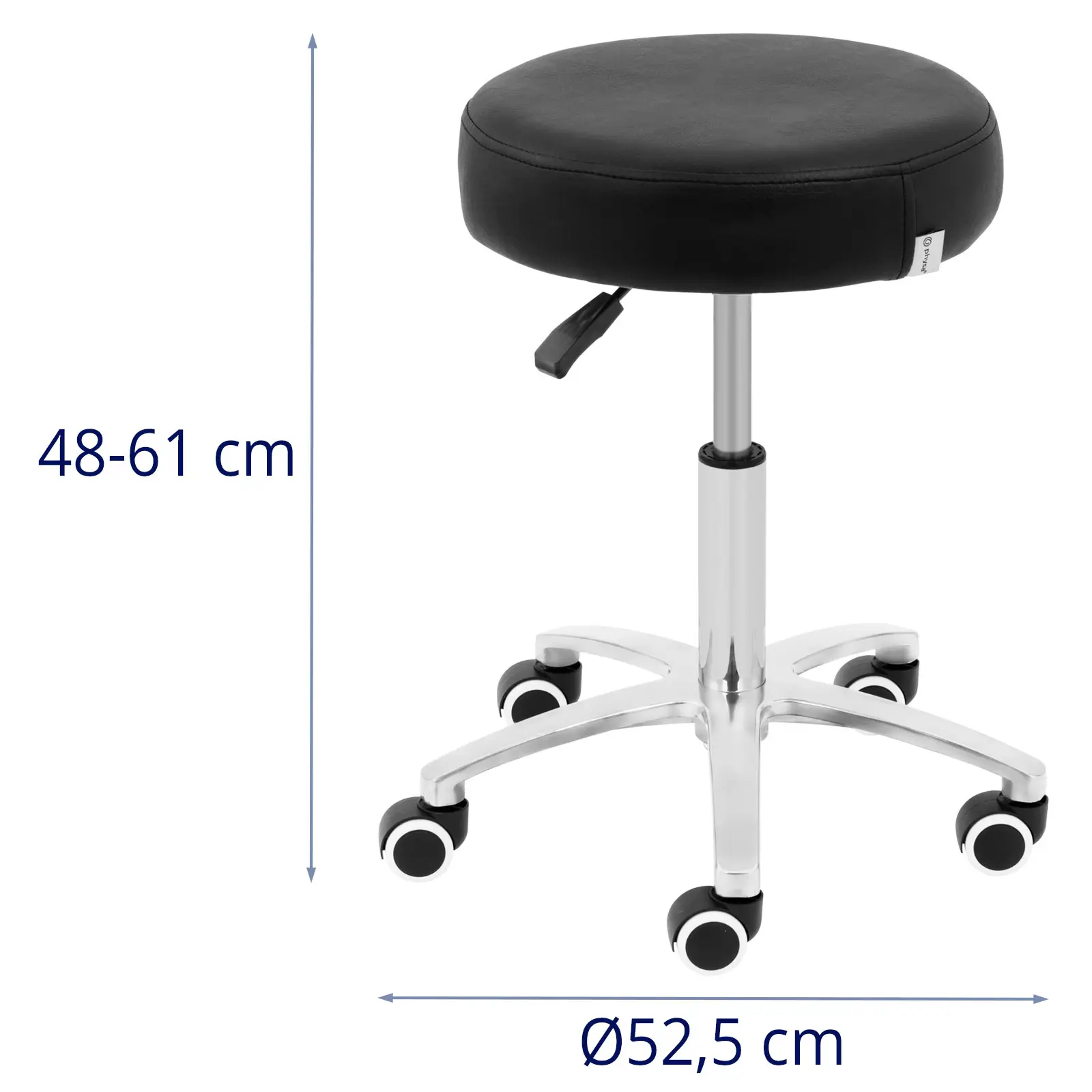 Taburete con ruedas - 48 - 61 cm - 120 kg - negro