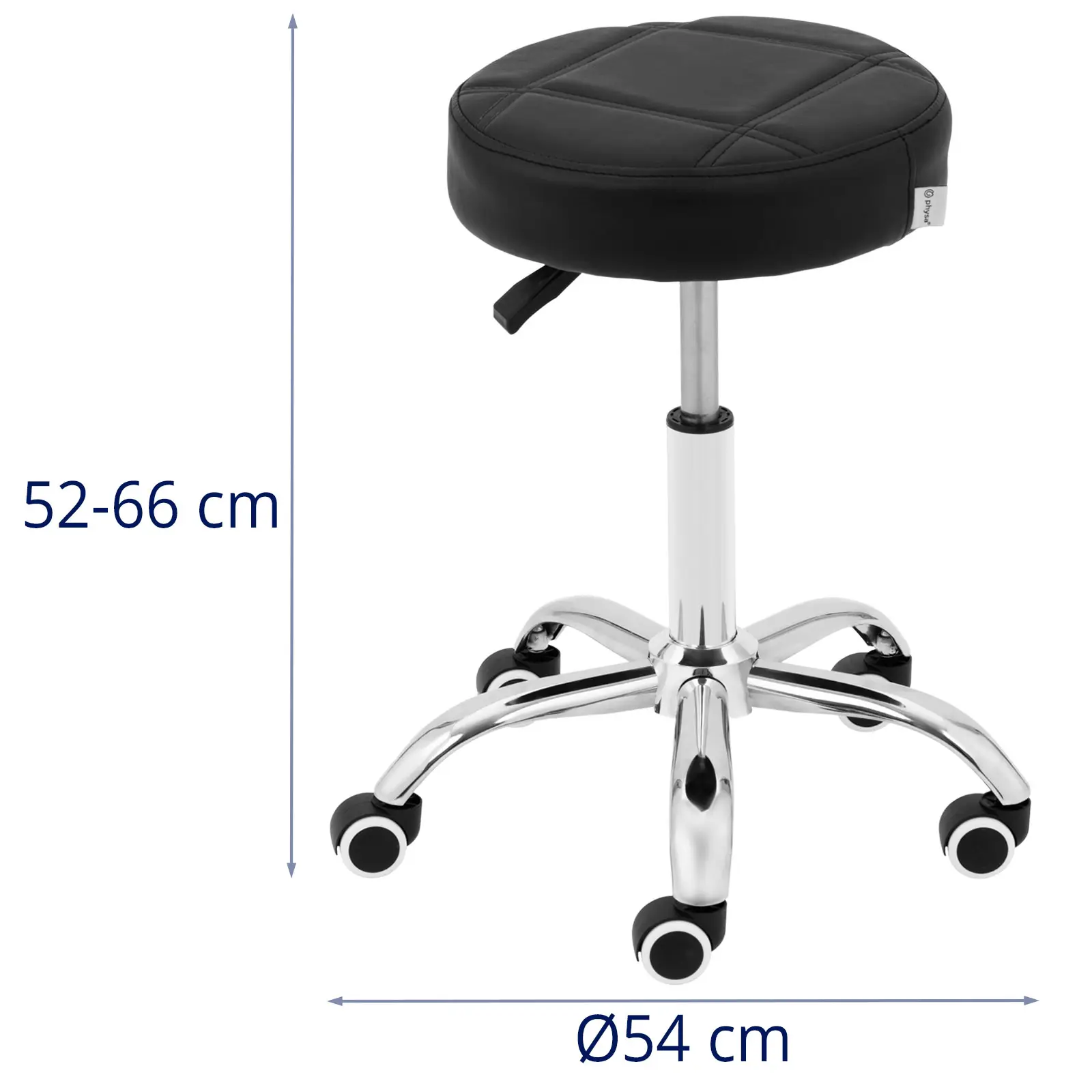 Taburete con ruedas - 52 - 66 cm - 120 kg - negro