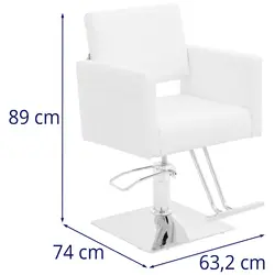 Cadeira de cabeleireiro Ribbleton com apoio para os pés - 45 - 55 cm - 150 kg - branco