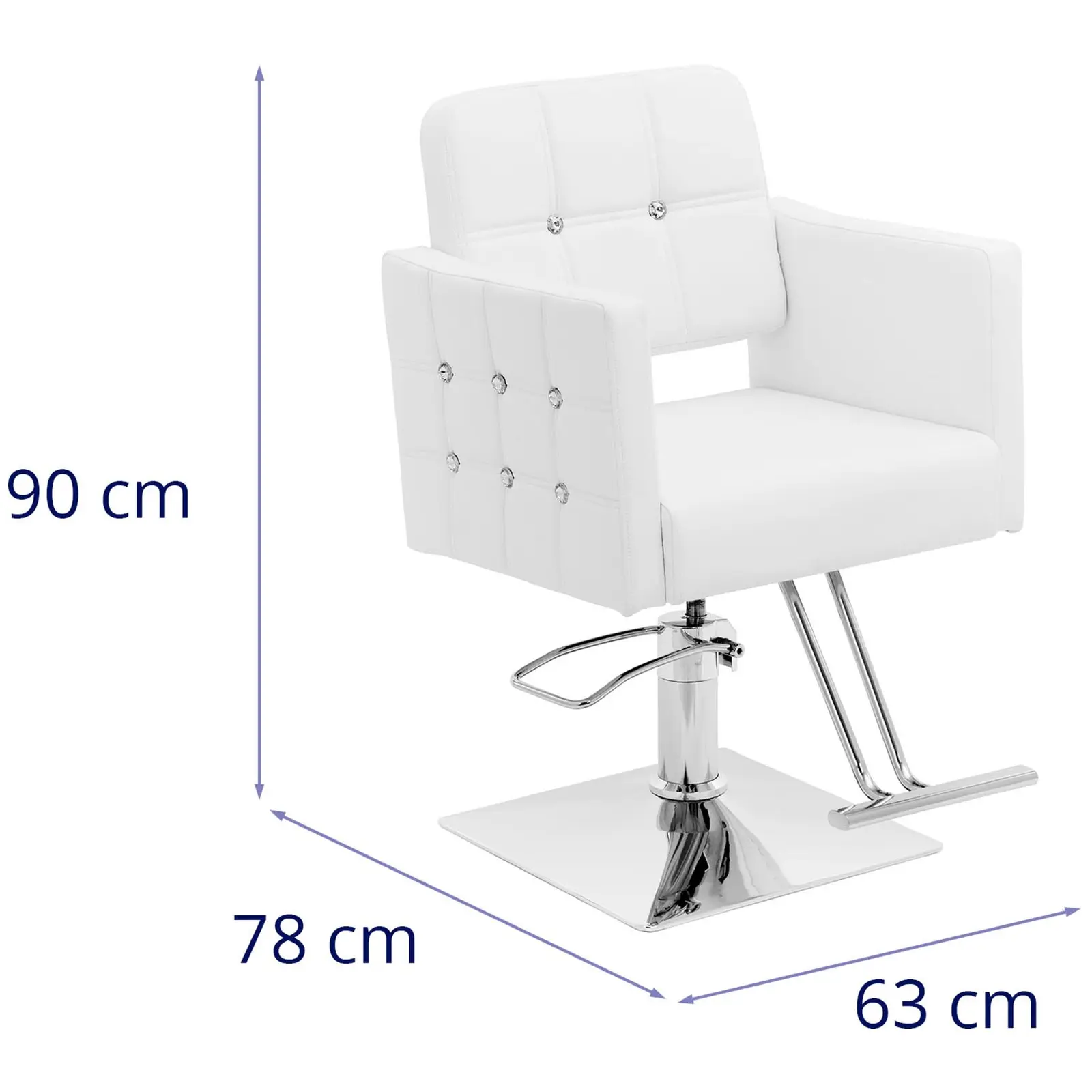 Frisørstol med fotstøtte - setehøyde 45 - 55 cm - 150 kg -150 kg - hvit