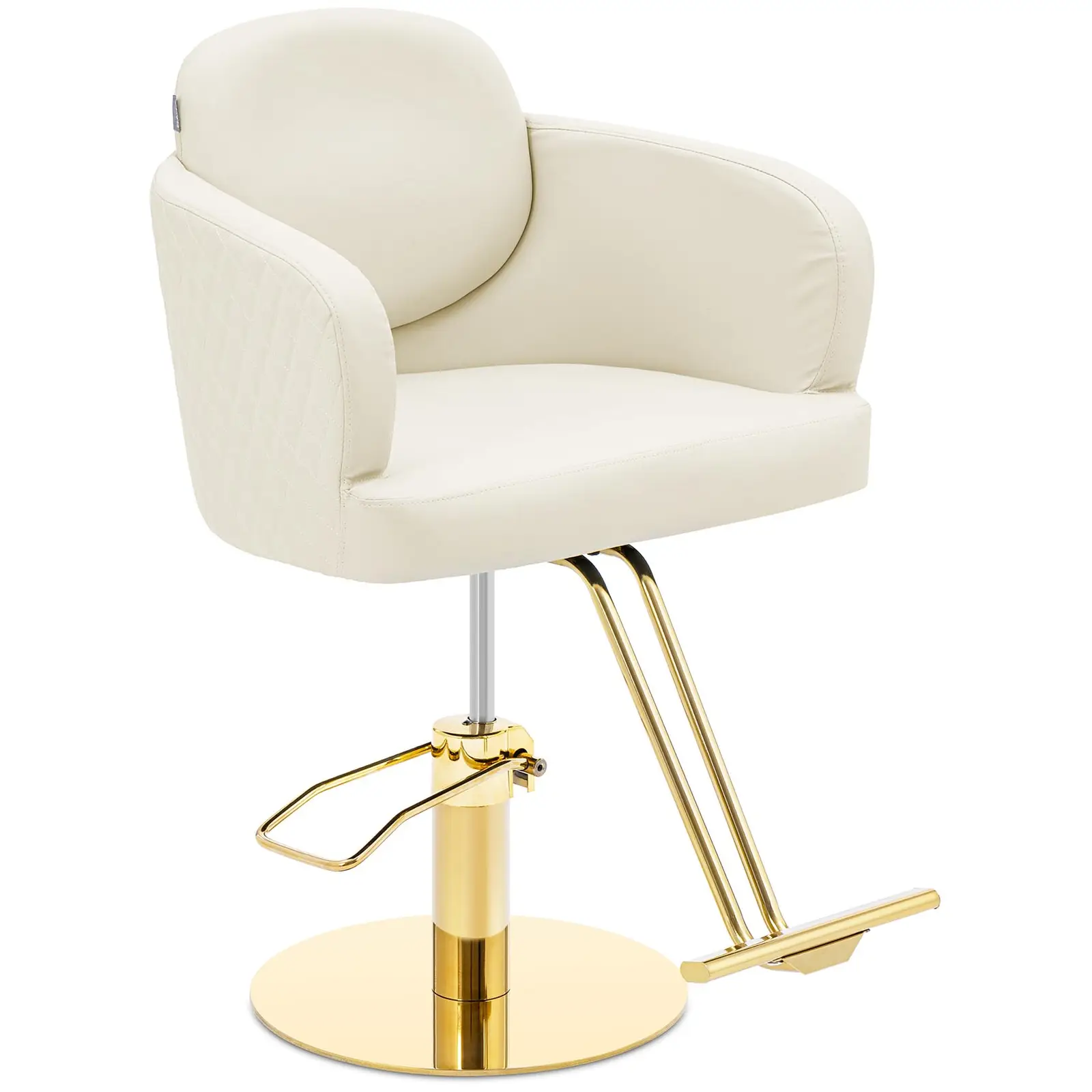 Salonska stolica s osloncem za noge - 870 - 1020 mm - 200 kg - krem / zlatna