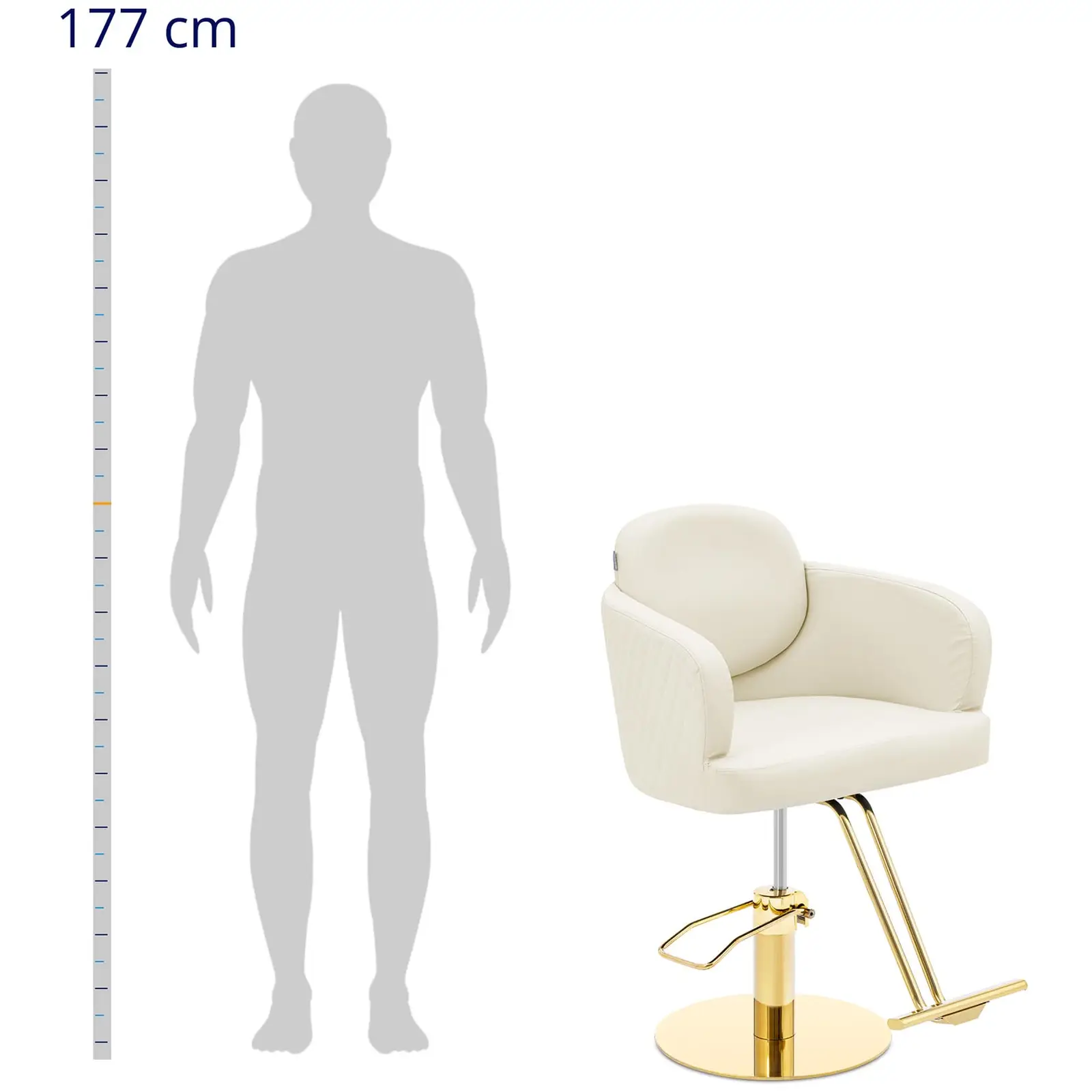 Fauteuil de coiffeur avec repose-pieds - 480 - 630 mm - 200 kg - Crème / Doré (Réglage en hauteur de l'appuie-tête: Non)