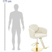 Fotel fryzjerski z podnóżkiem - 870 - 1020 mm - 200 kg - kremowy / złoty