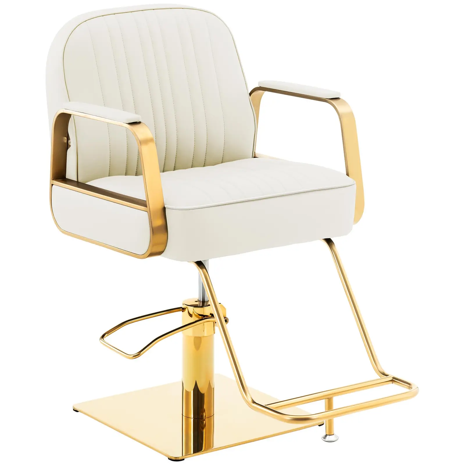 Fodrász szék lábtartóval - 920–1070 mm - max. 200 kg - krém / arany