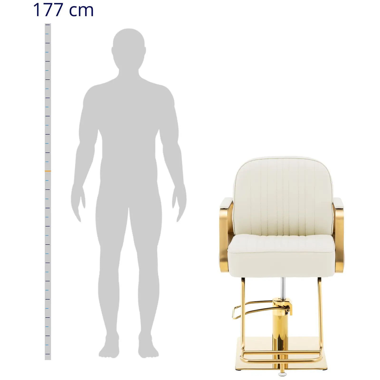 Scaun de salon cu suport pentru picioare - 920 - 1070 mm - 200 kg - crem / auriu