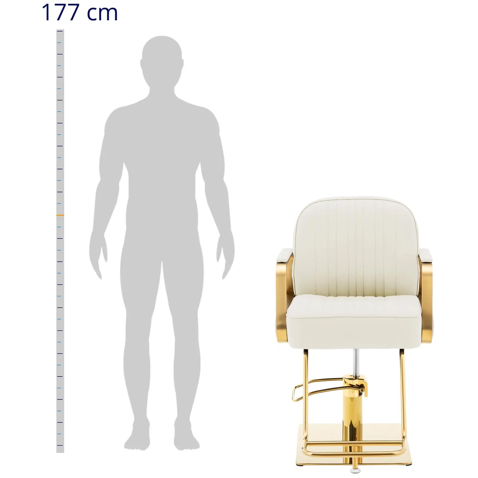 Poltrona da parrucchiere con poggiapiedi - 920 - 1070 mm - 200 kg - Crema, oro